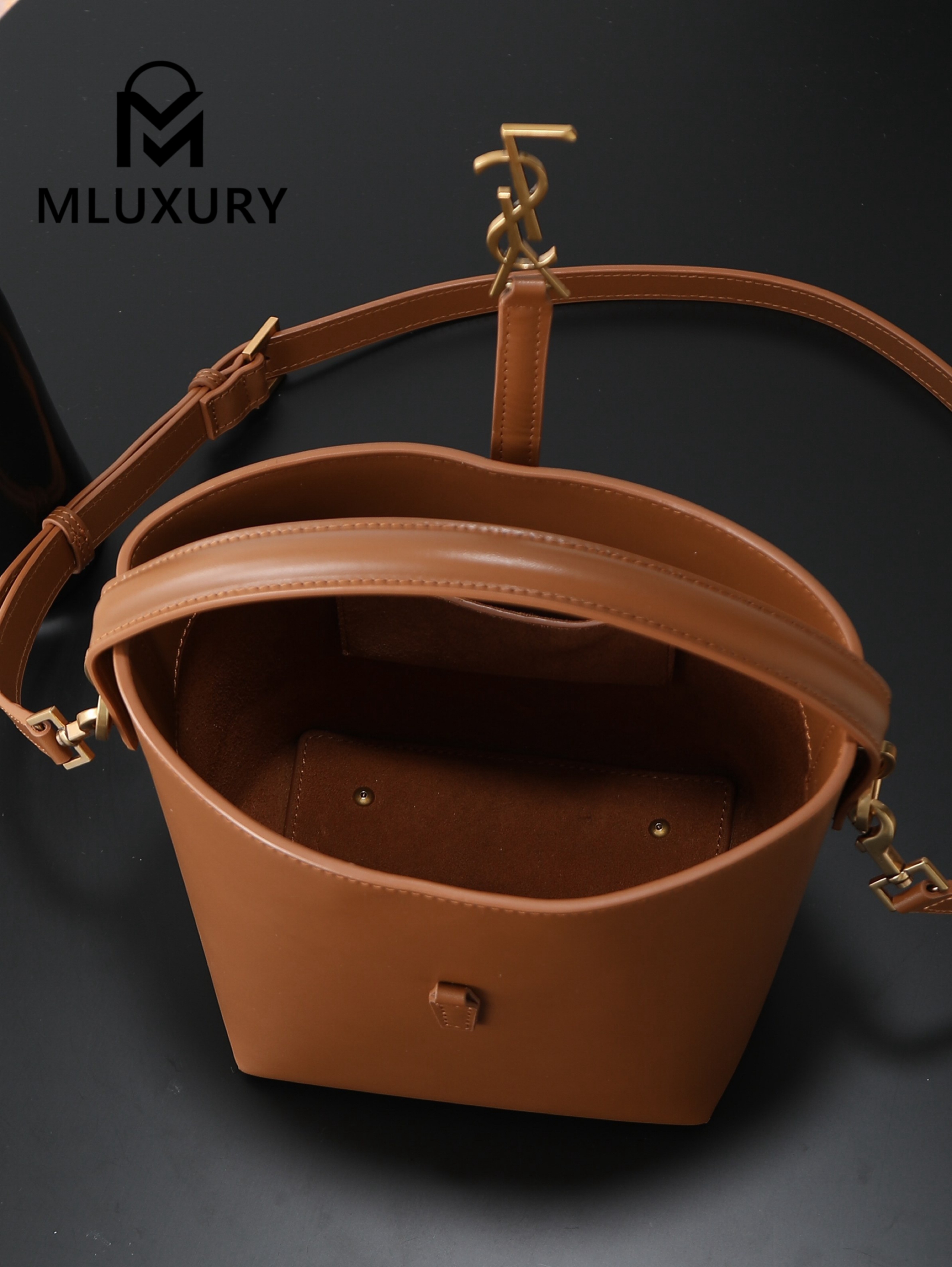 YSL LE 37 Bucket Bag, Small, Tan Yellow