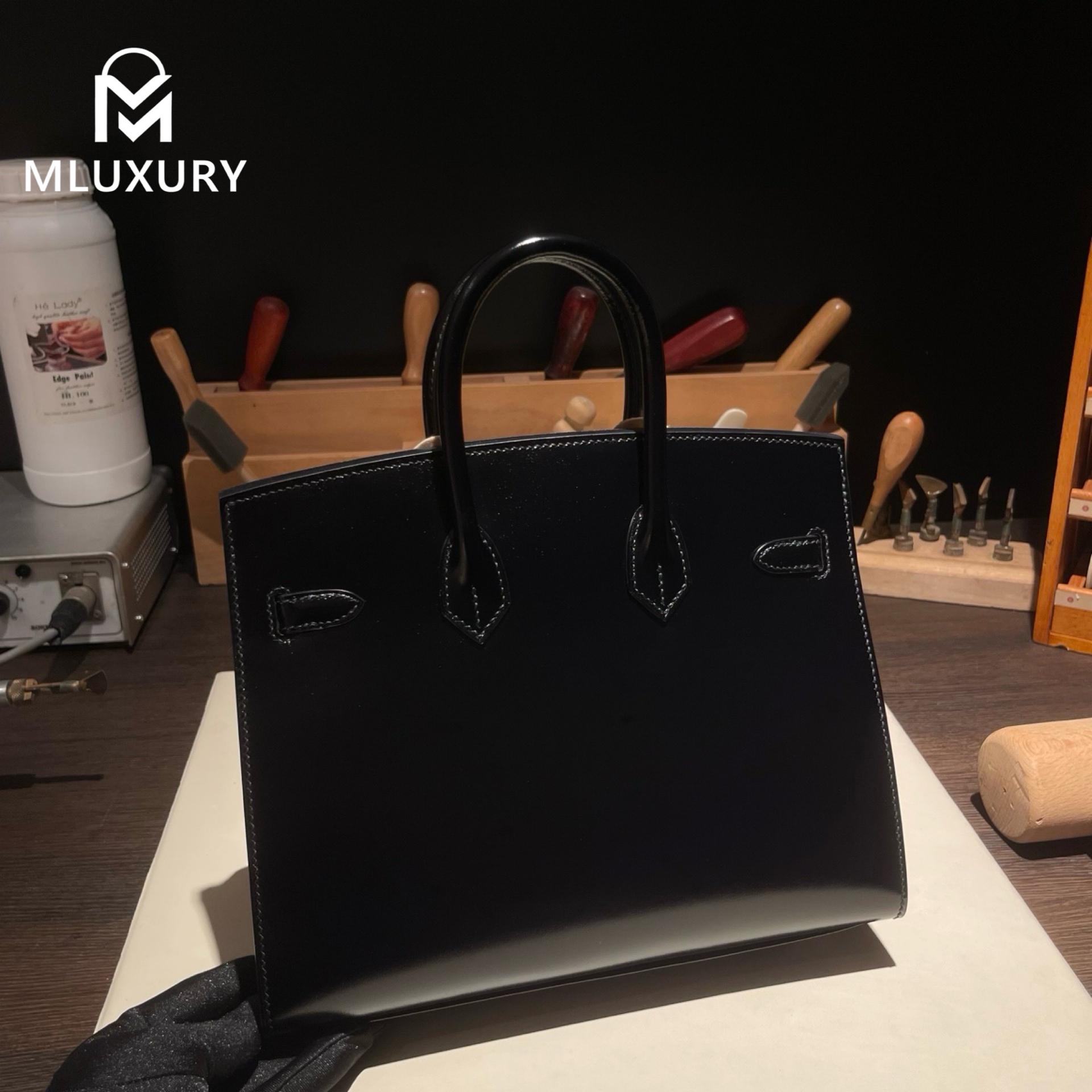Hermès Birkin 25 Box Leather, Black, Silver hardware