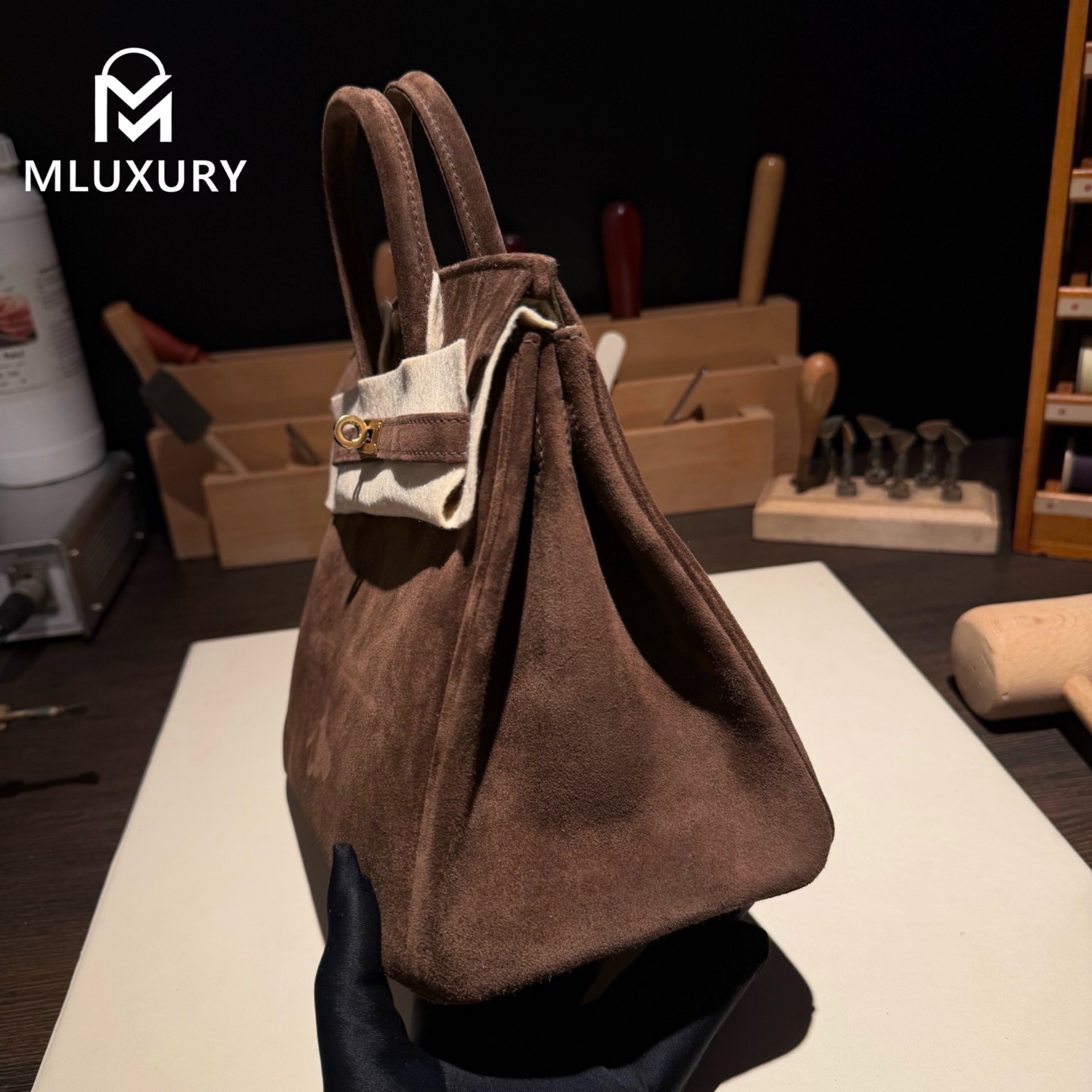 Hermès Birkin 25, Suede, Dark Brown, Gold Hardware