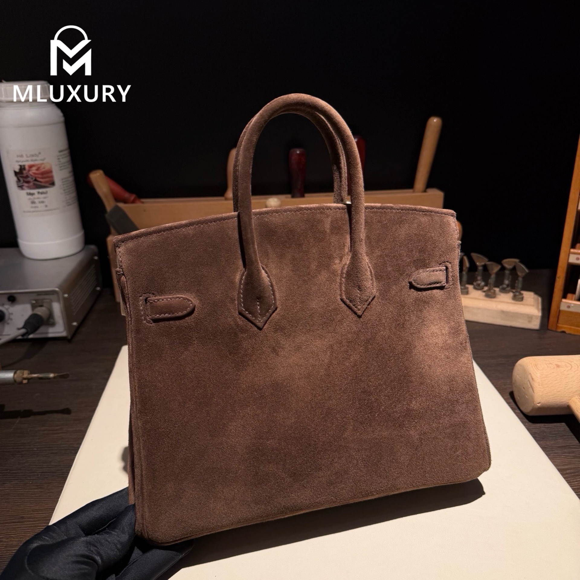 Hermès Birkin 25, Suede, Dark Brown, Gold Hardware