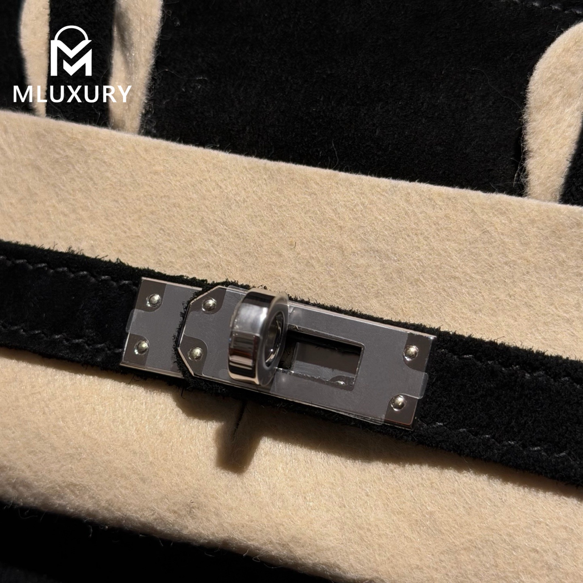 Hermès Birkin 25, Suede, Black, Silver hardware
