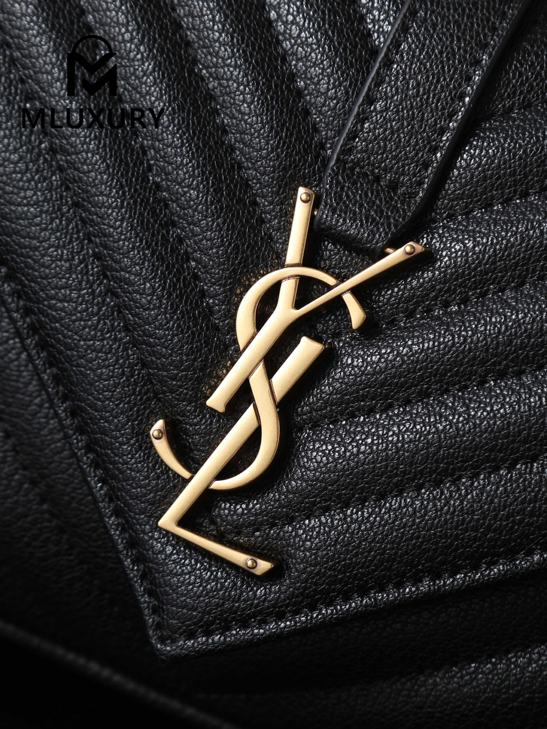 YSL Monogram College 24cm, Black with Gold Hardware