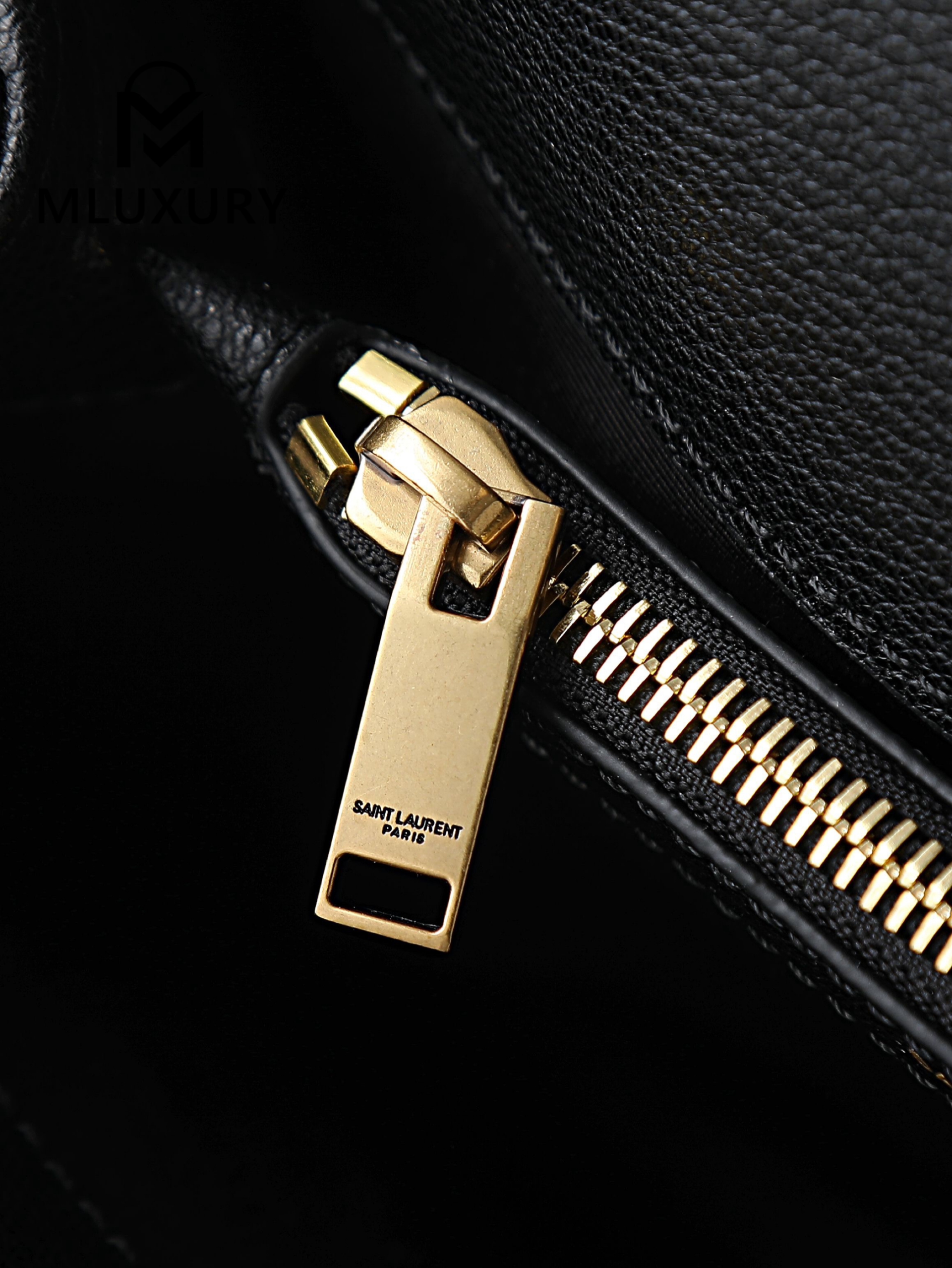 YSL Monogram College 24cm, Black with Gold Hardware