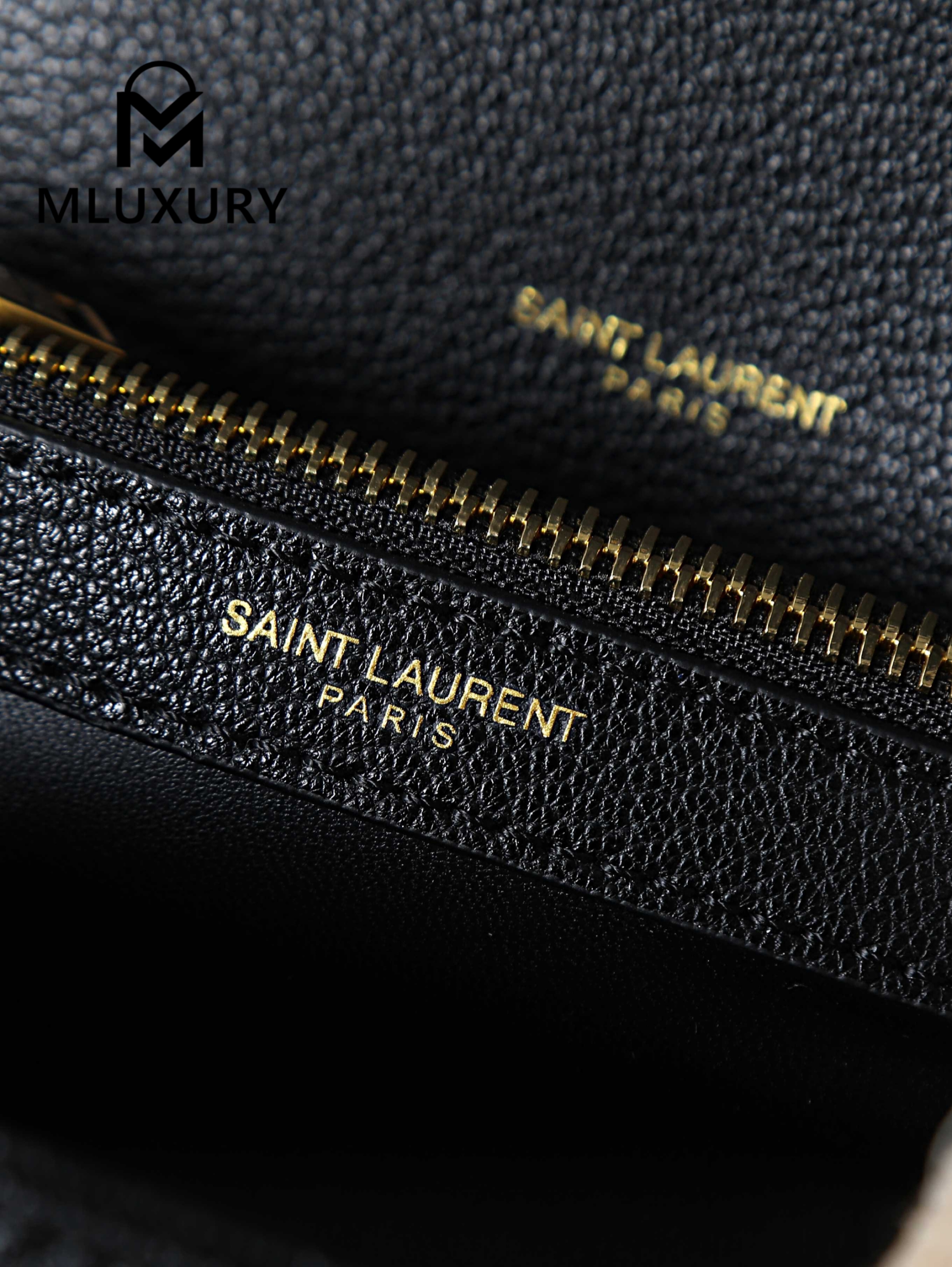 YSL Monogram College 24cm, Black with Gold Hardware