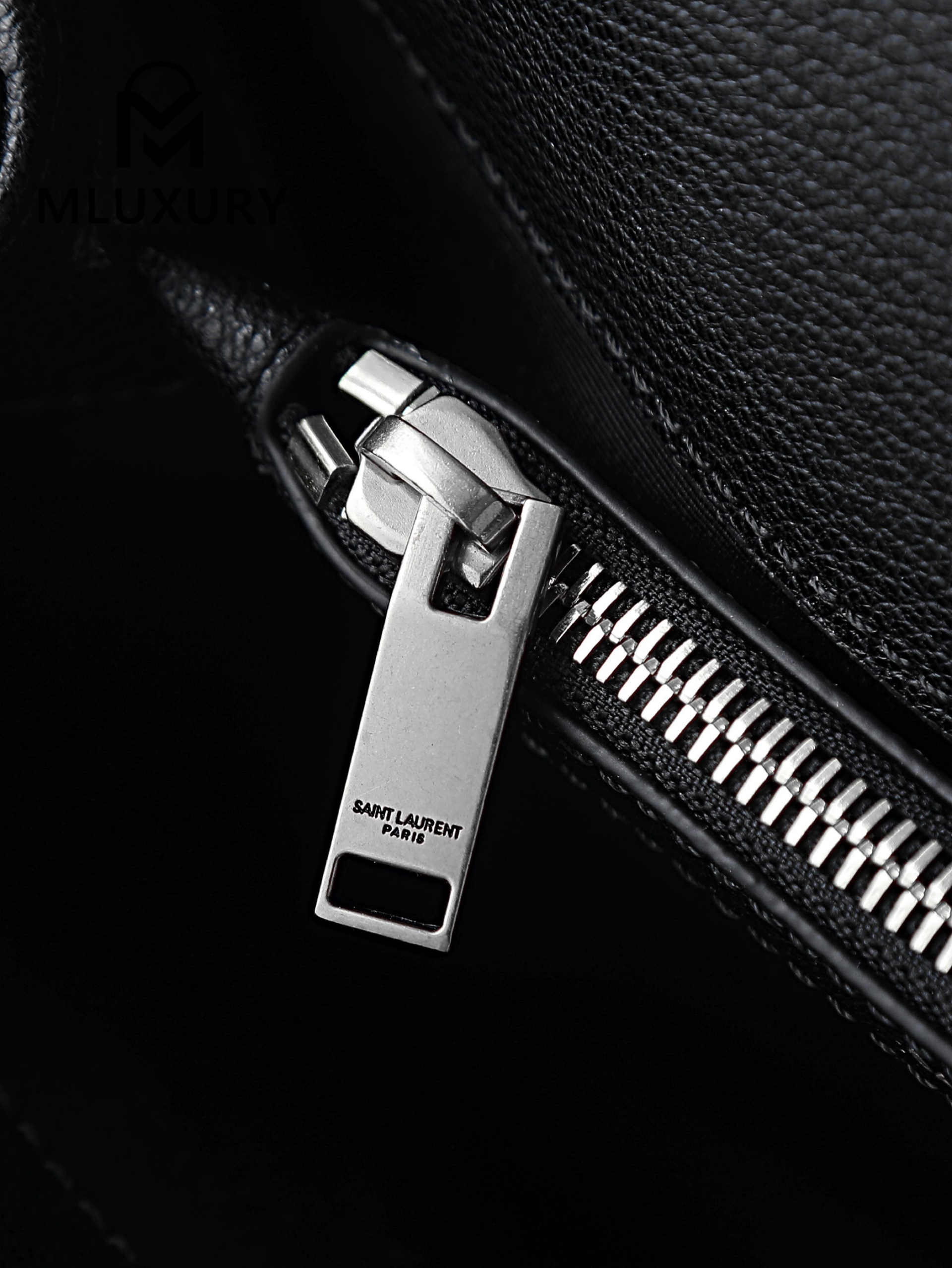YSL Monogram College 24cm, Black with Silver Buckle