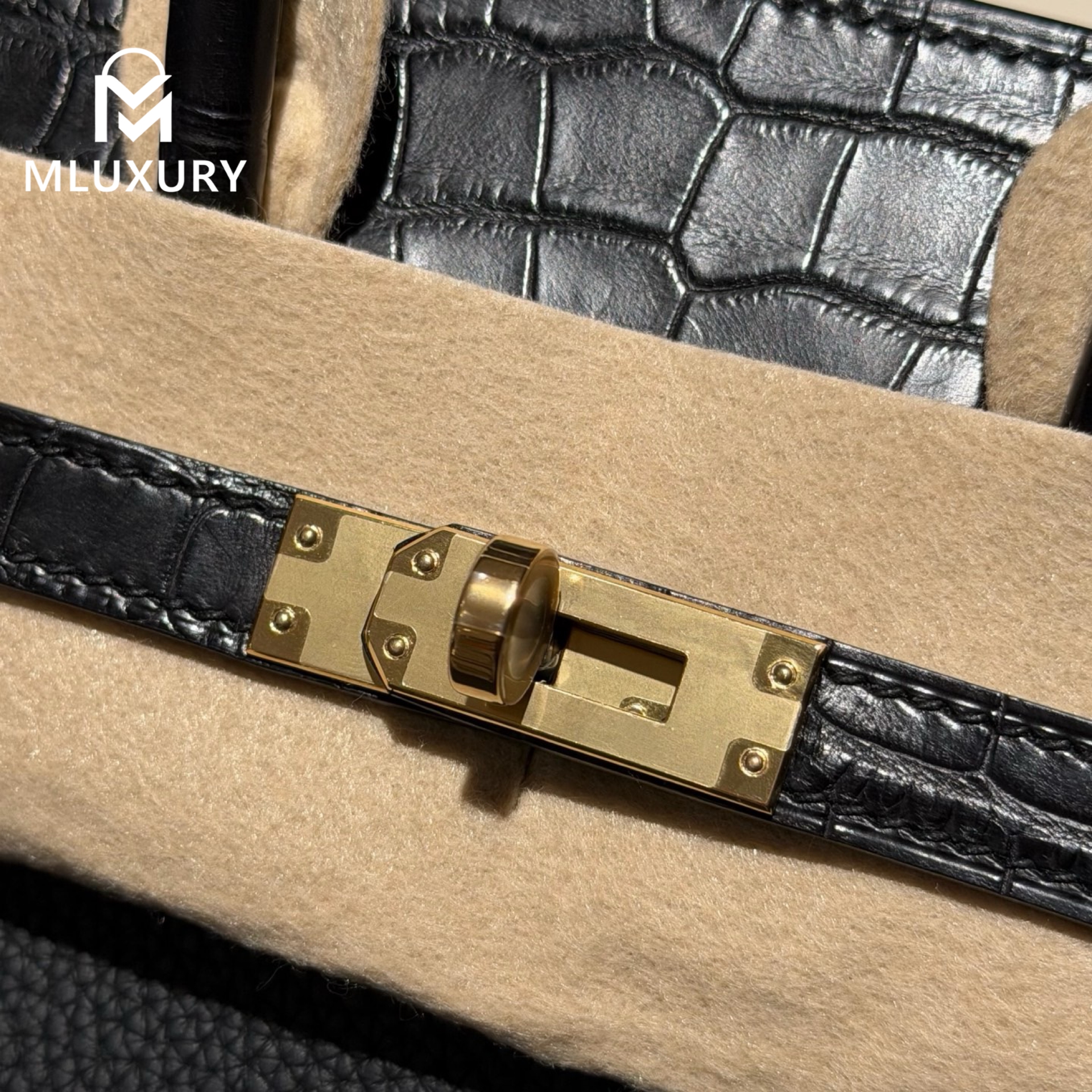 Hermès Birkin 25 Touch with matte crocodile finish, Black, Gold hardware