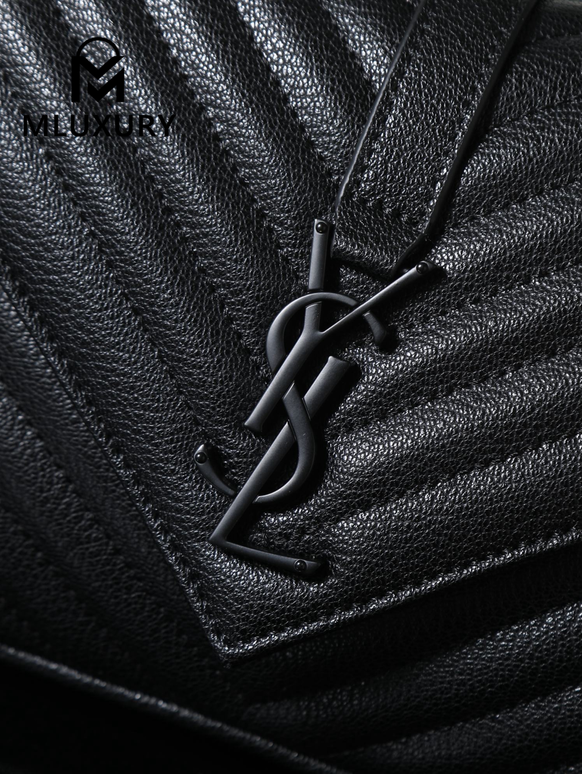 YSL Monogram College 24cm, Black with Black Buckle