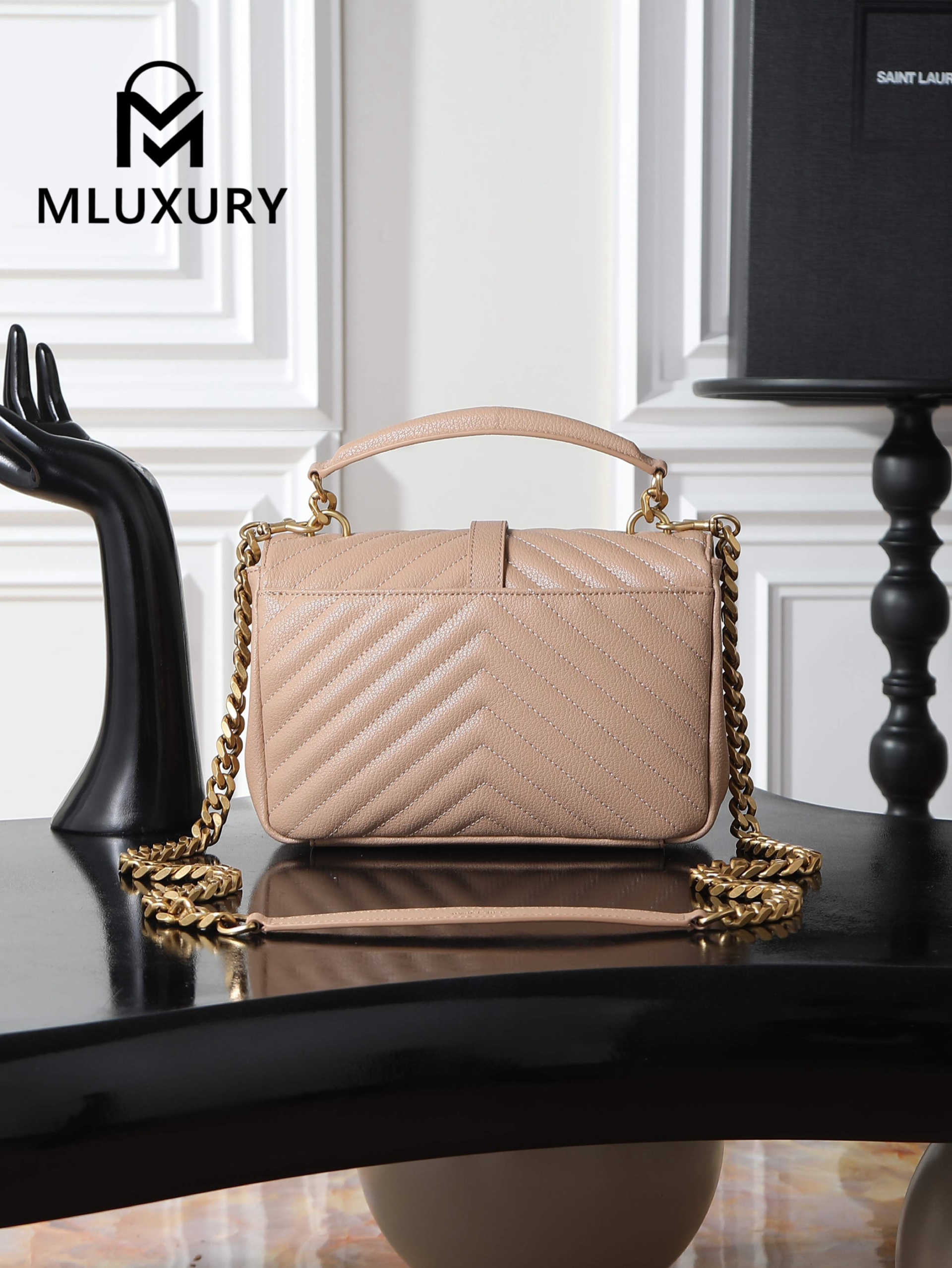 YSL Monogram College 24cm, Pink Matte