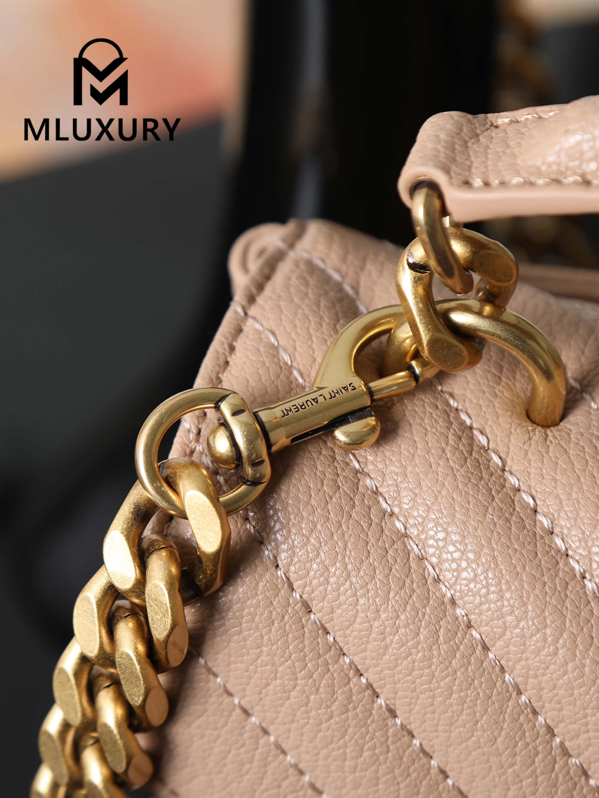 YSL Monogram College 24cm, Pink Matte