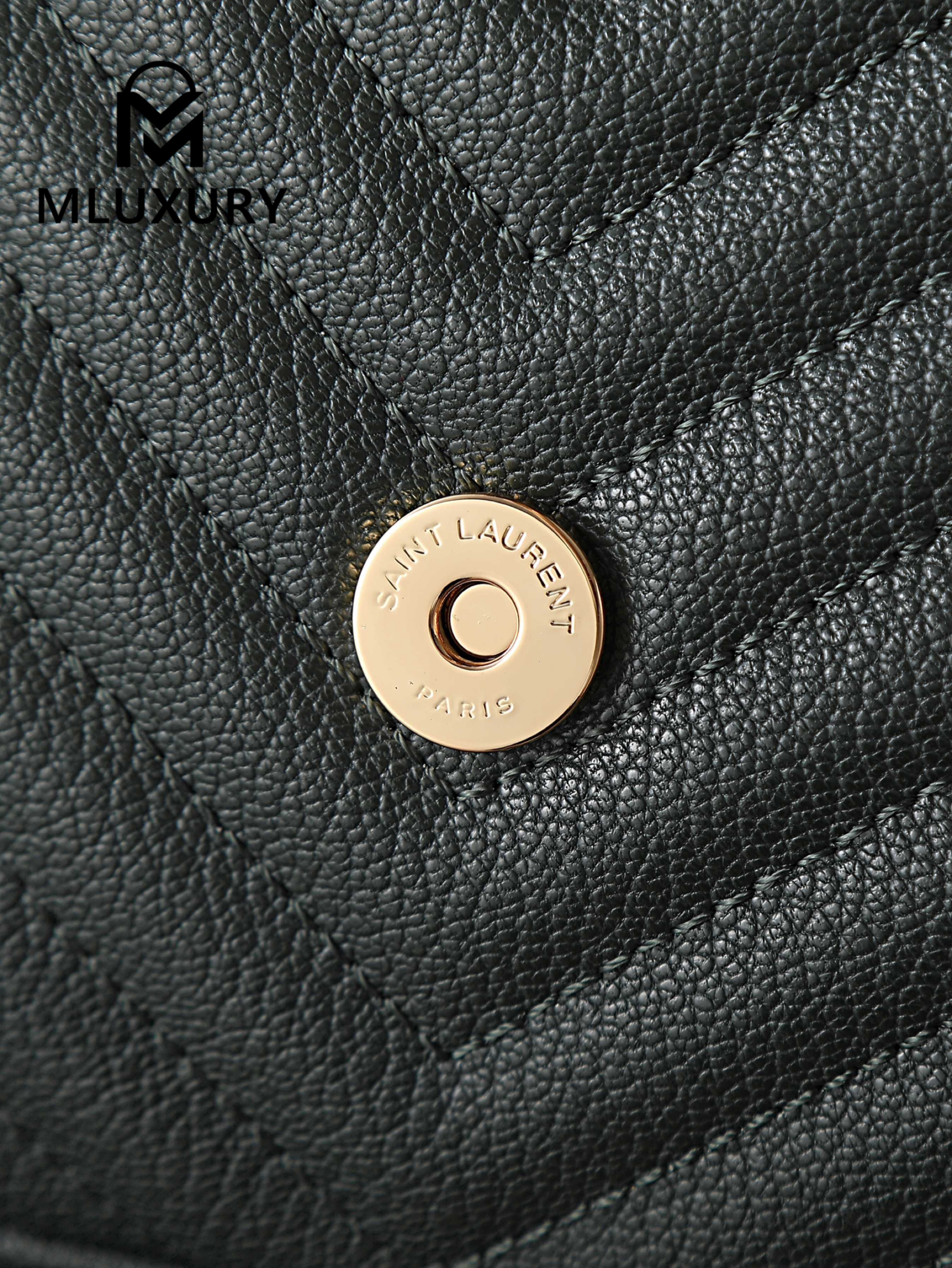 YSL Monogram College 24cm, Dark Green with Gold Hardware