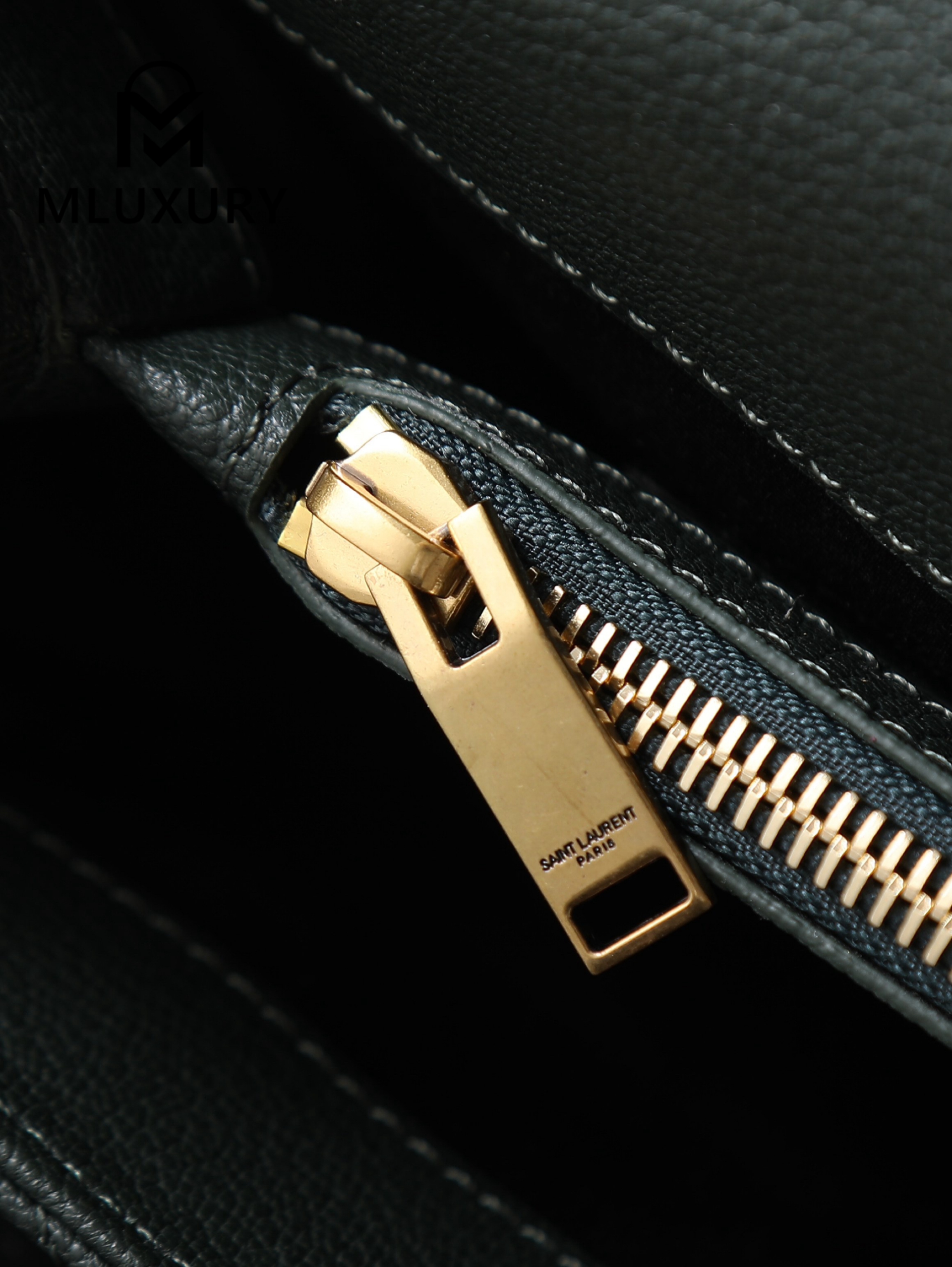 YSL Monogram College 24cm, Dark Green with Gold Hardware