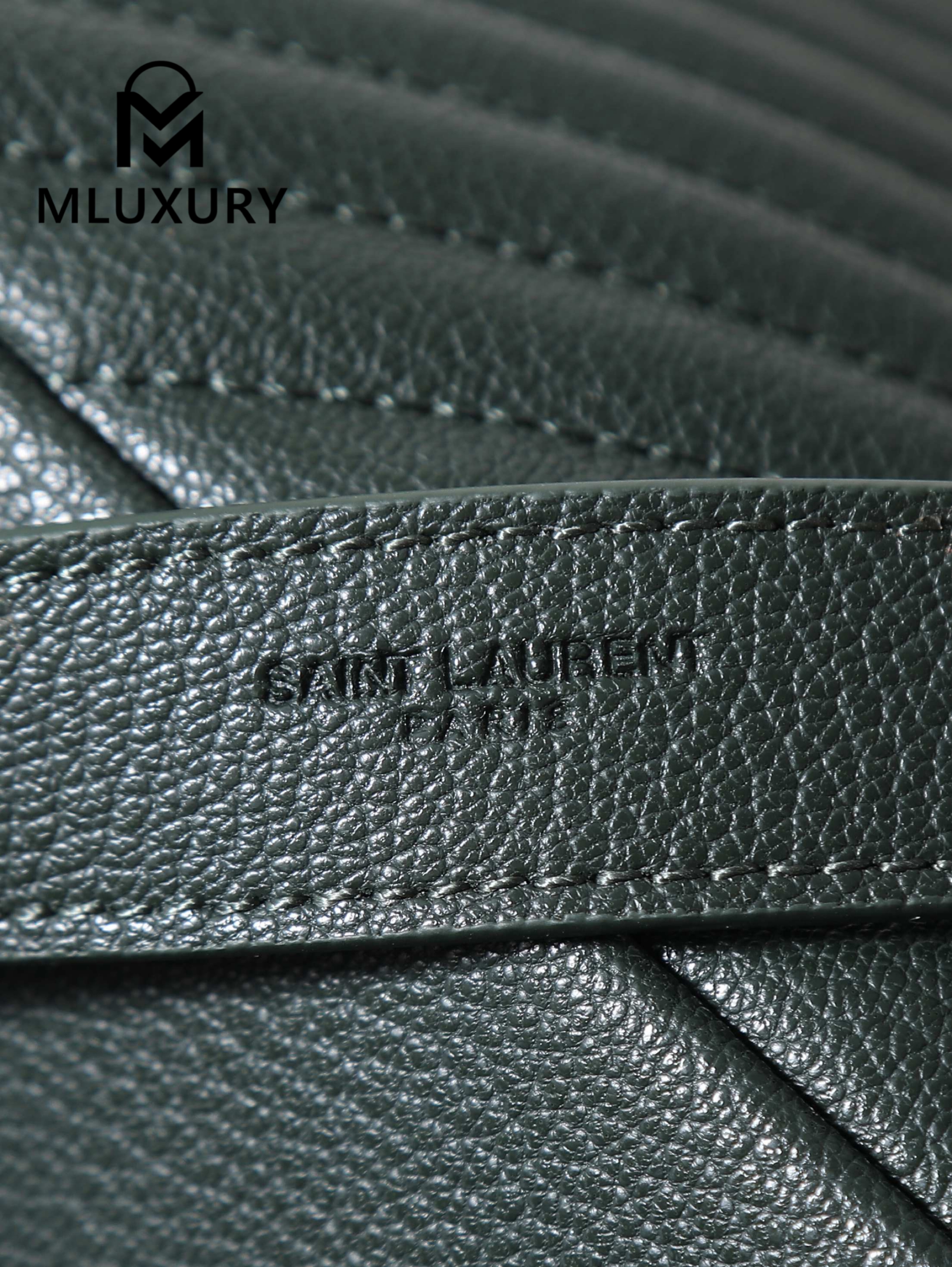 YSL Monogram College 24cm, Dark Green with Gold Hardware
