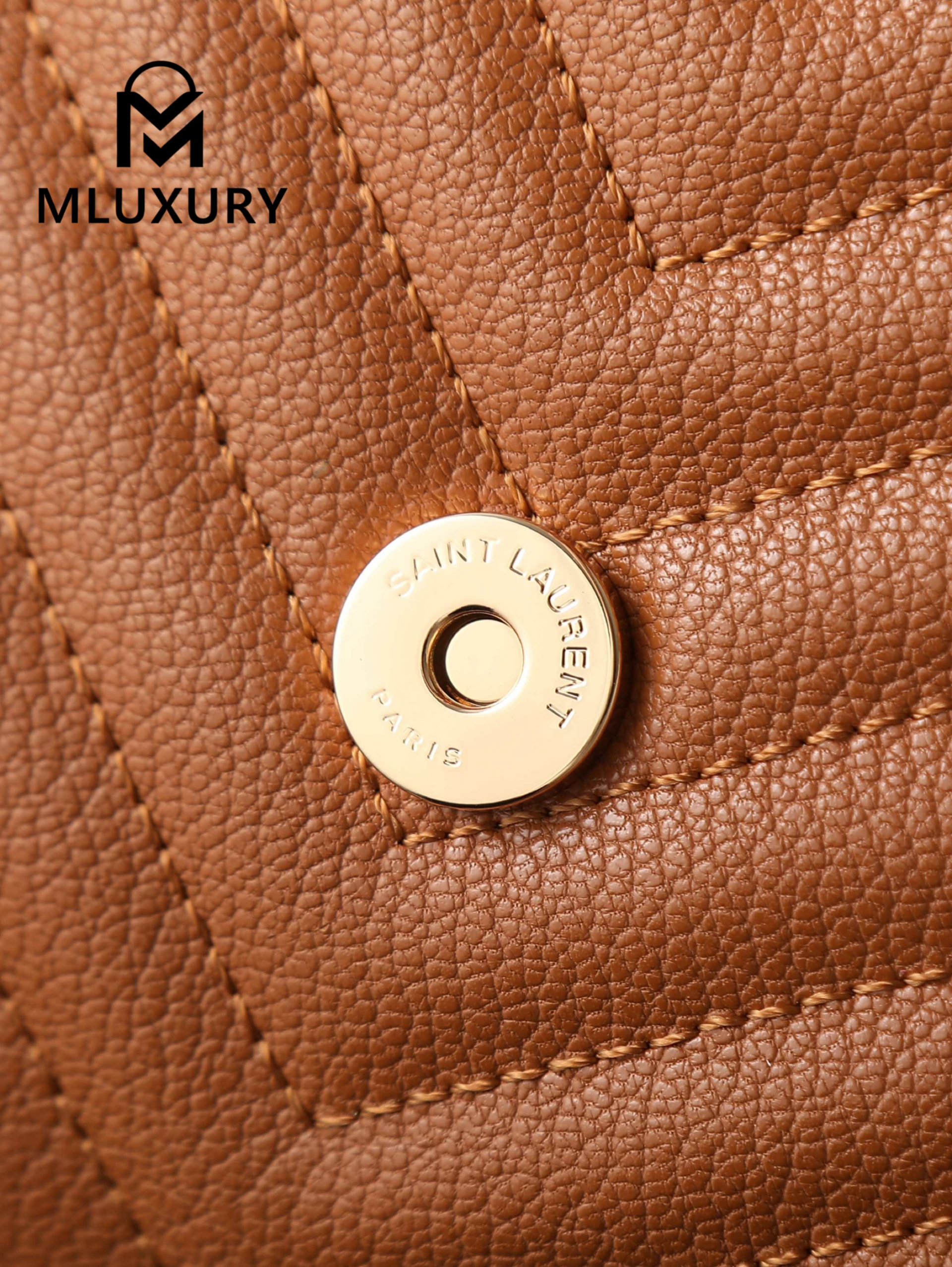 YSL Monogram College 24cm, Tan with Gold Hardware