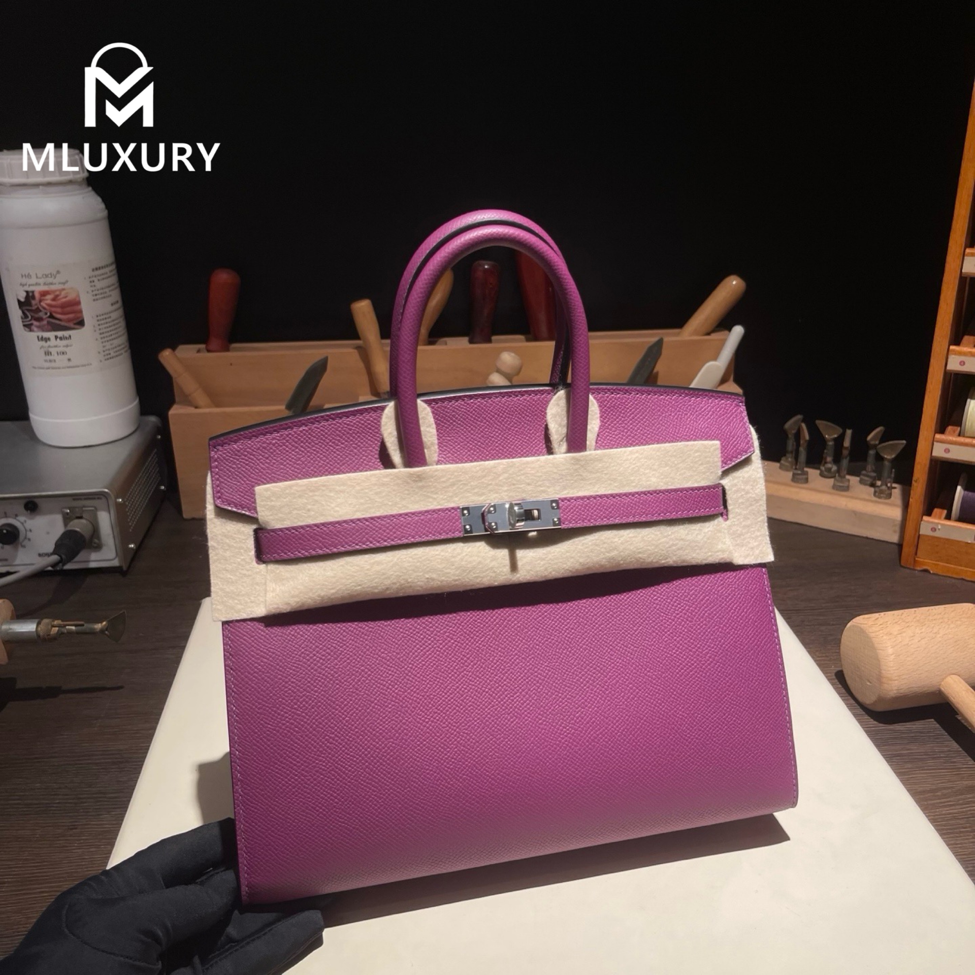 Hermès Birkin 25, Epsom leather, Anemone purple, Silver hardware