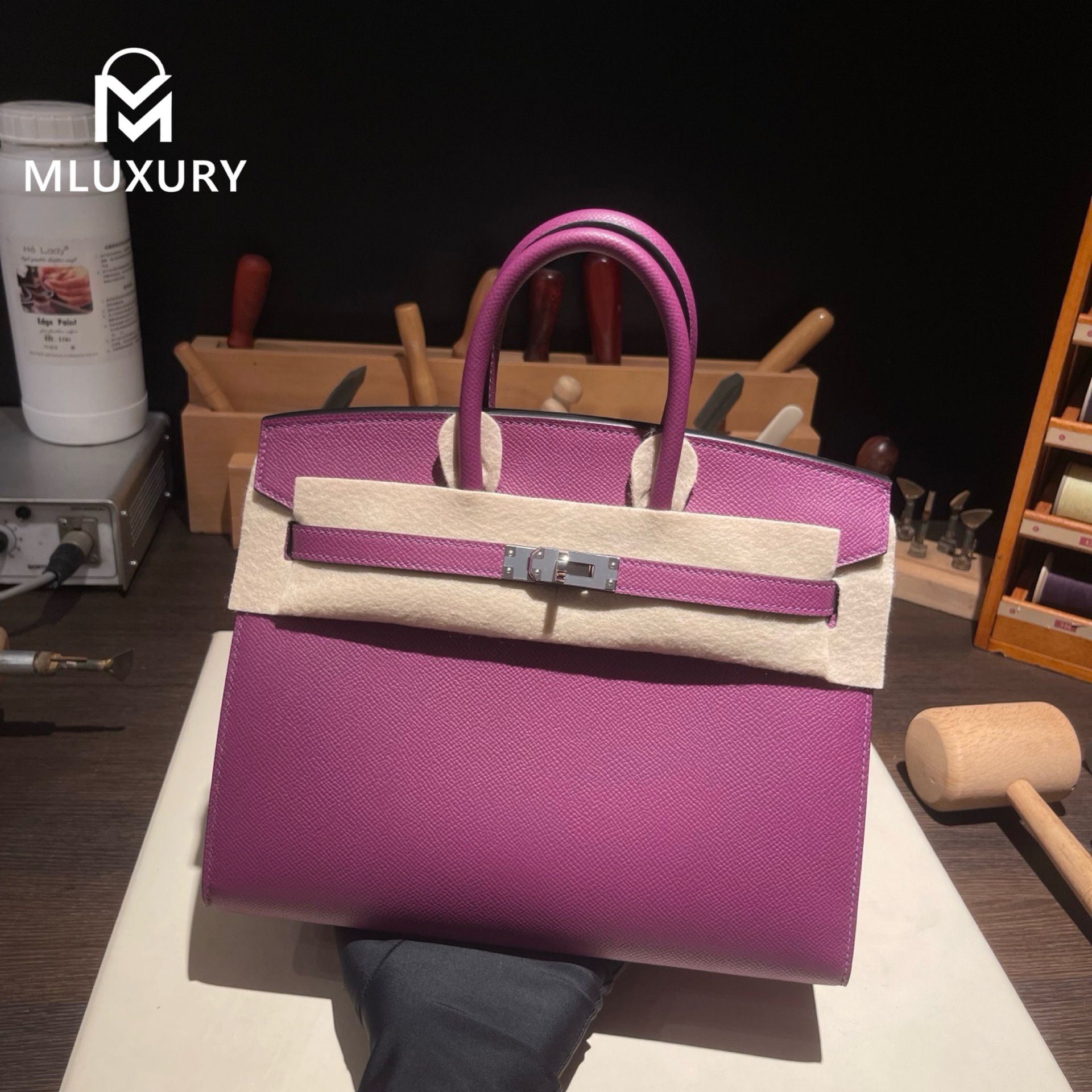 Hermès Birkin 25, Epsom leather, Anemone purple, Silver hardware