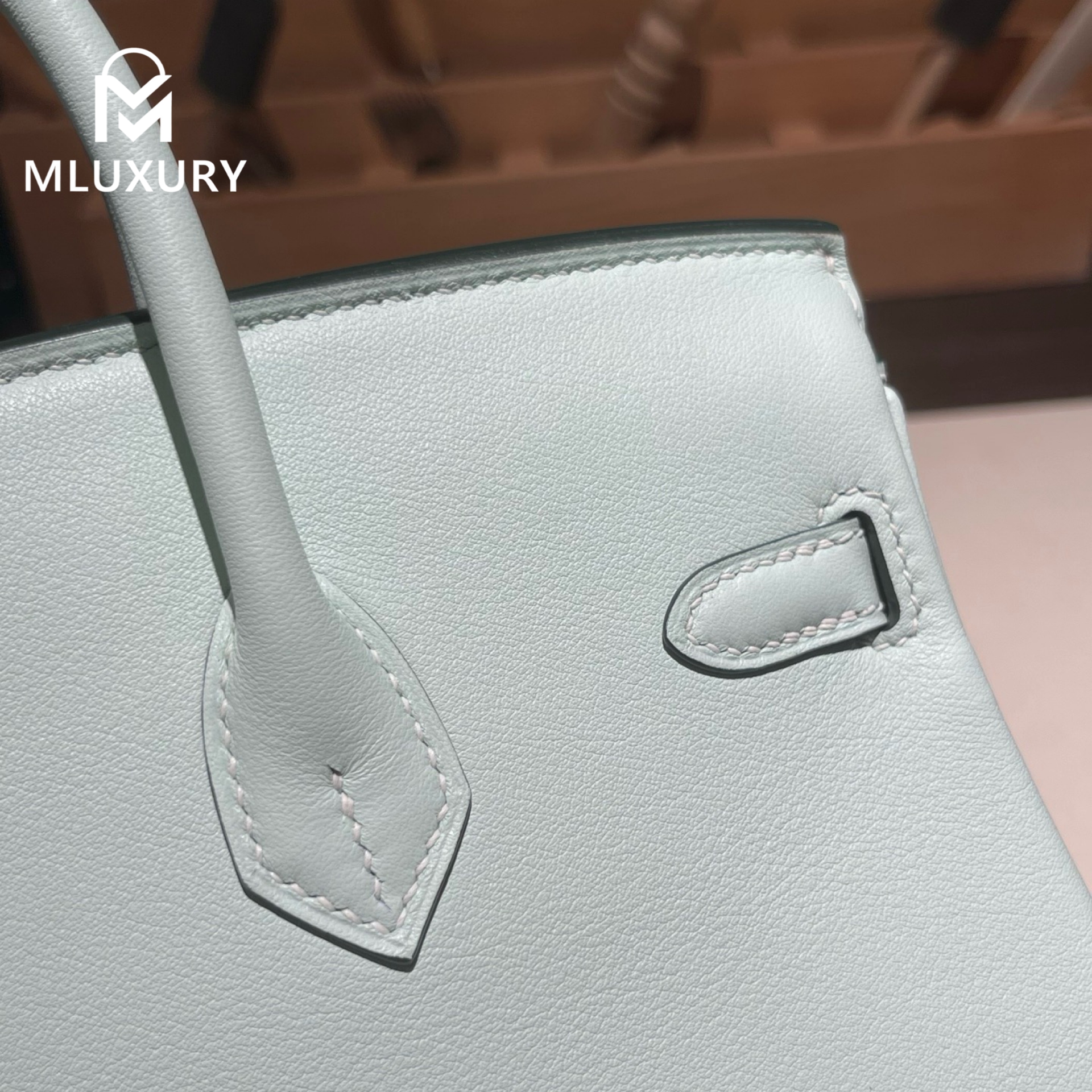 Hermès Birkin 25 Swift leather, new mint green, silver hardware.