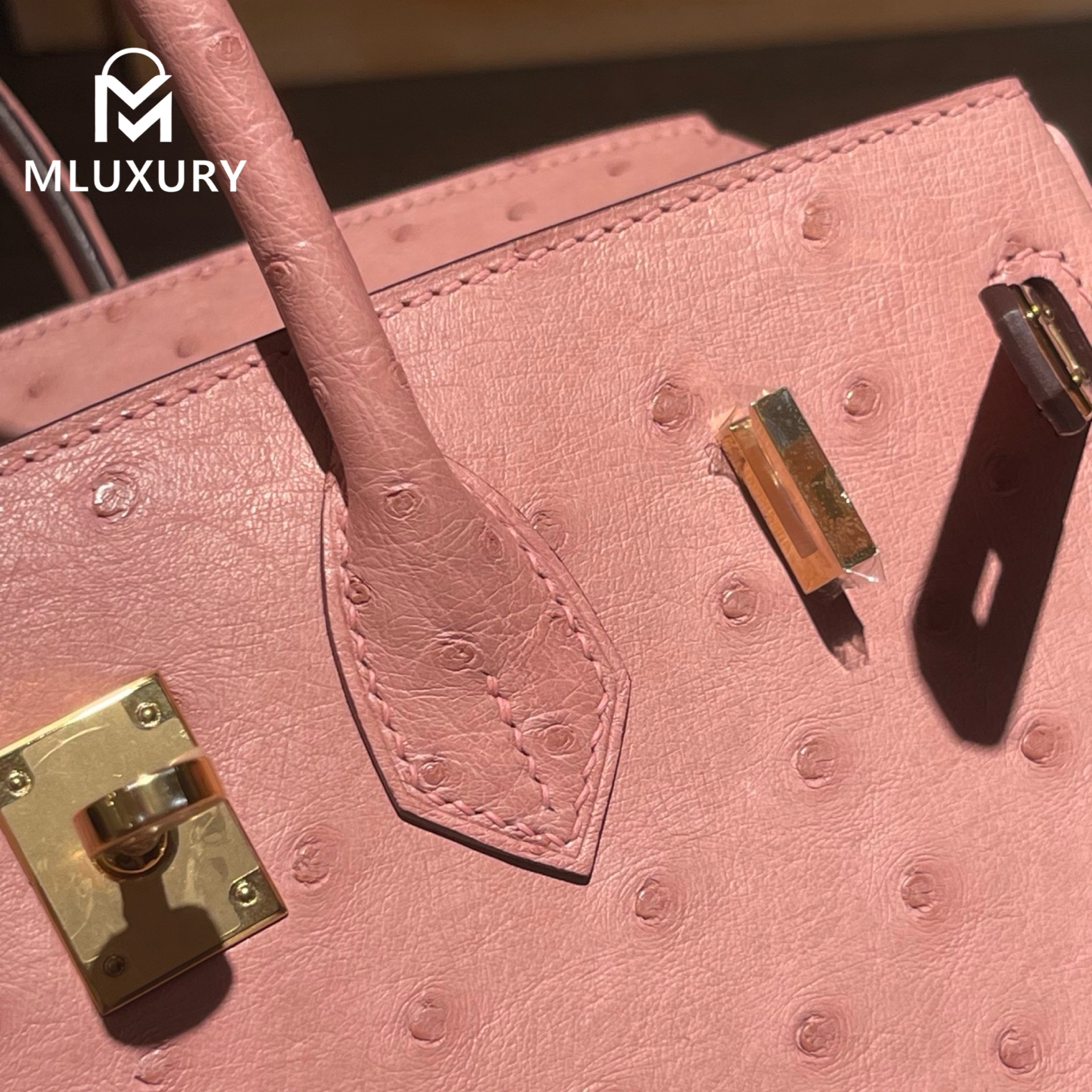 Hermès Birkin 25, Ostrich Leather, Ceramic Pink, Gold Hardware