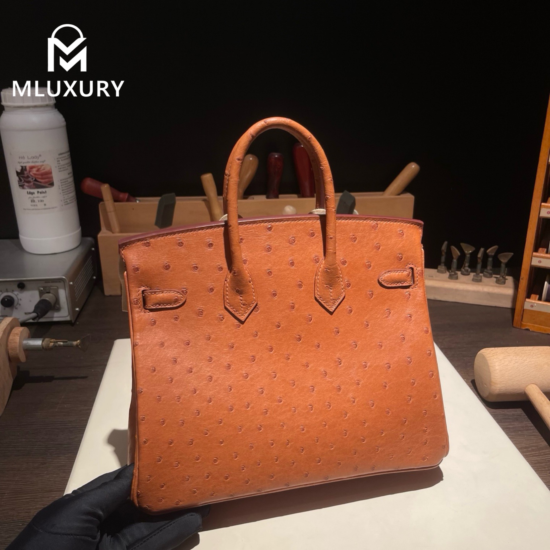 Hermès Birkin 25, Ostrich Leather, Golden Brown, Gold Hardware