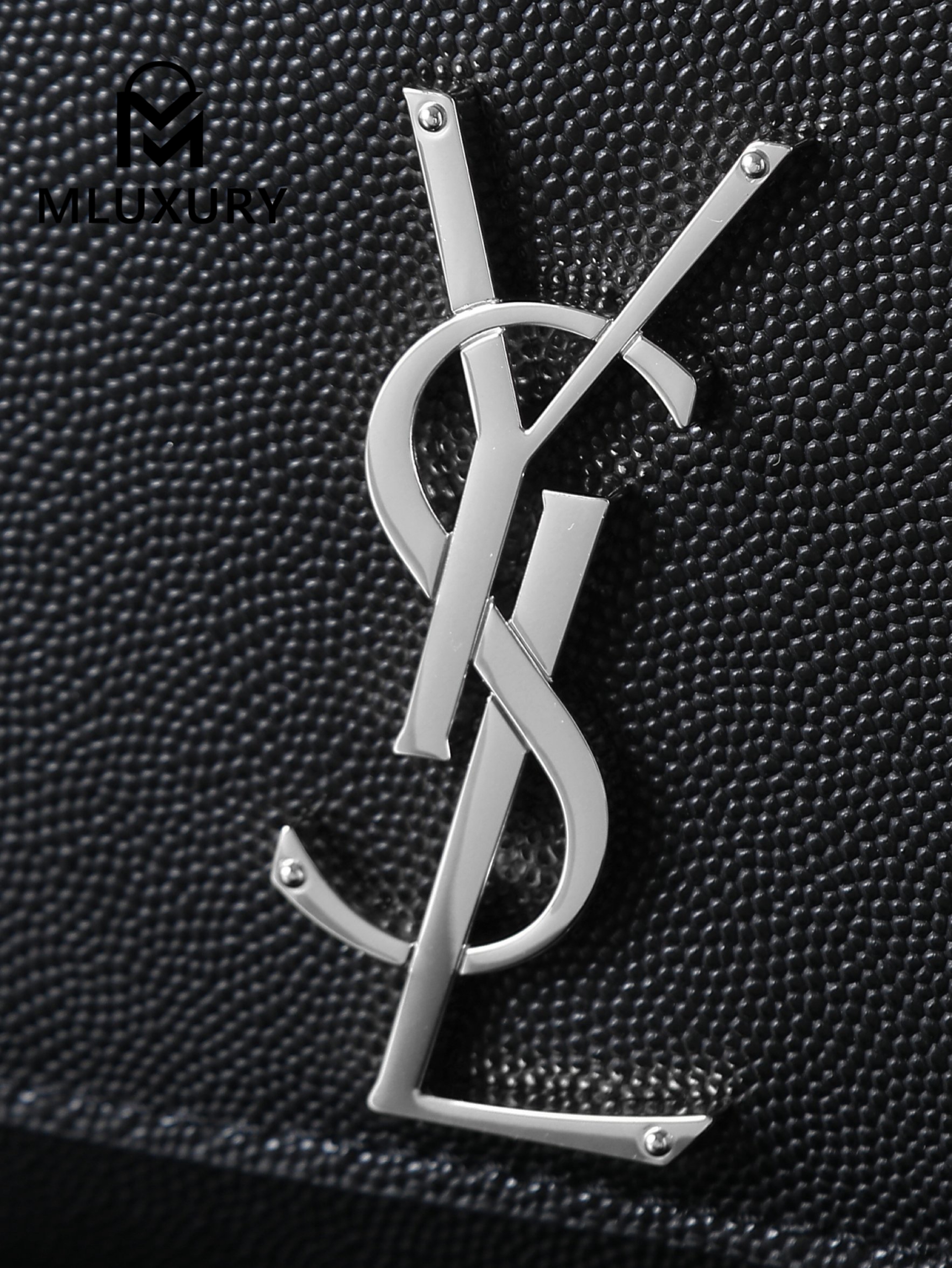 YSL KATE Black Caviar with Silver Buckle