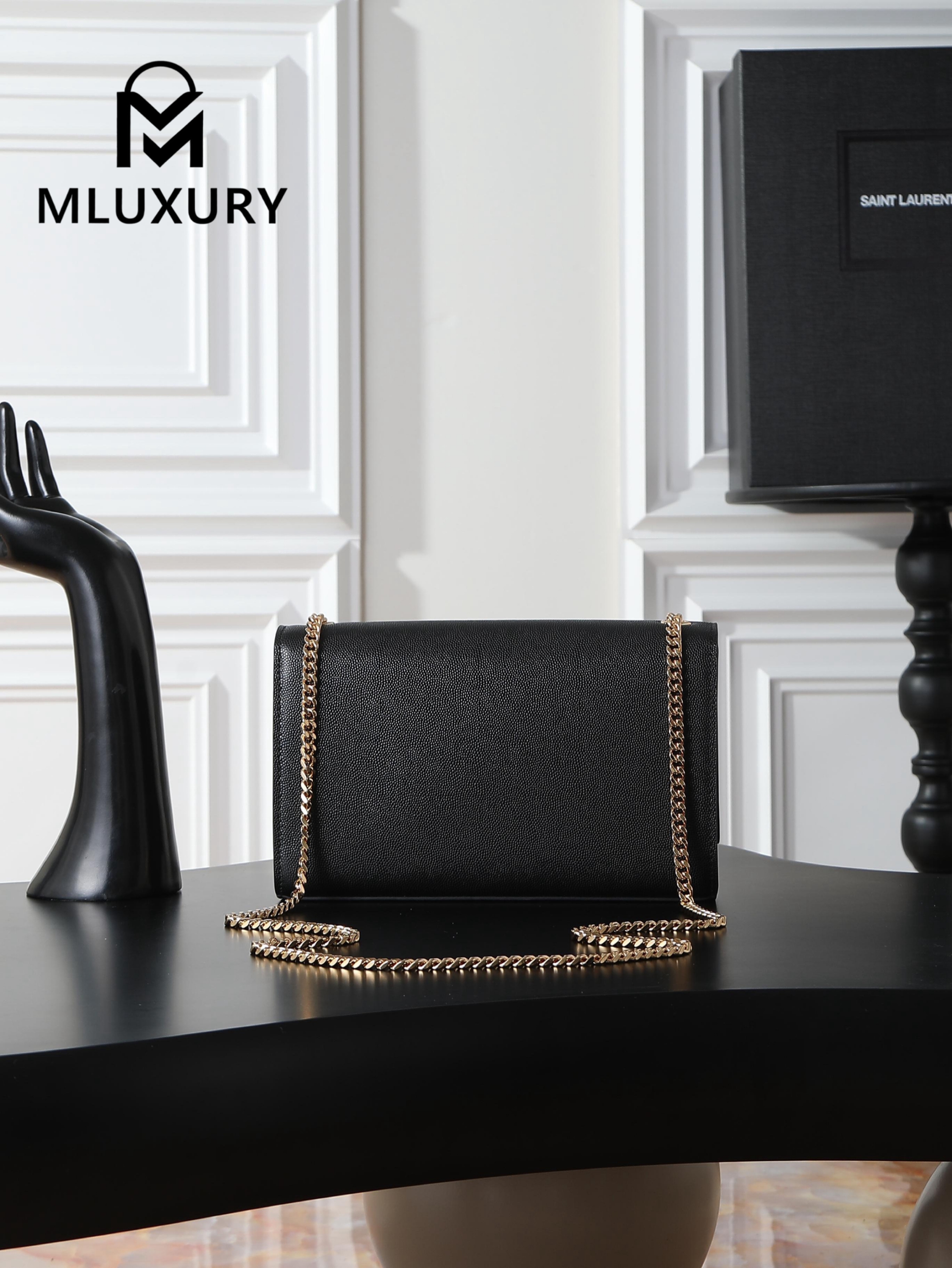 YSL KATE Black Caviar with Gold Buckle