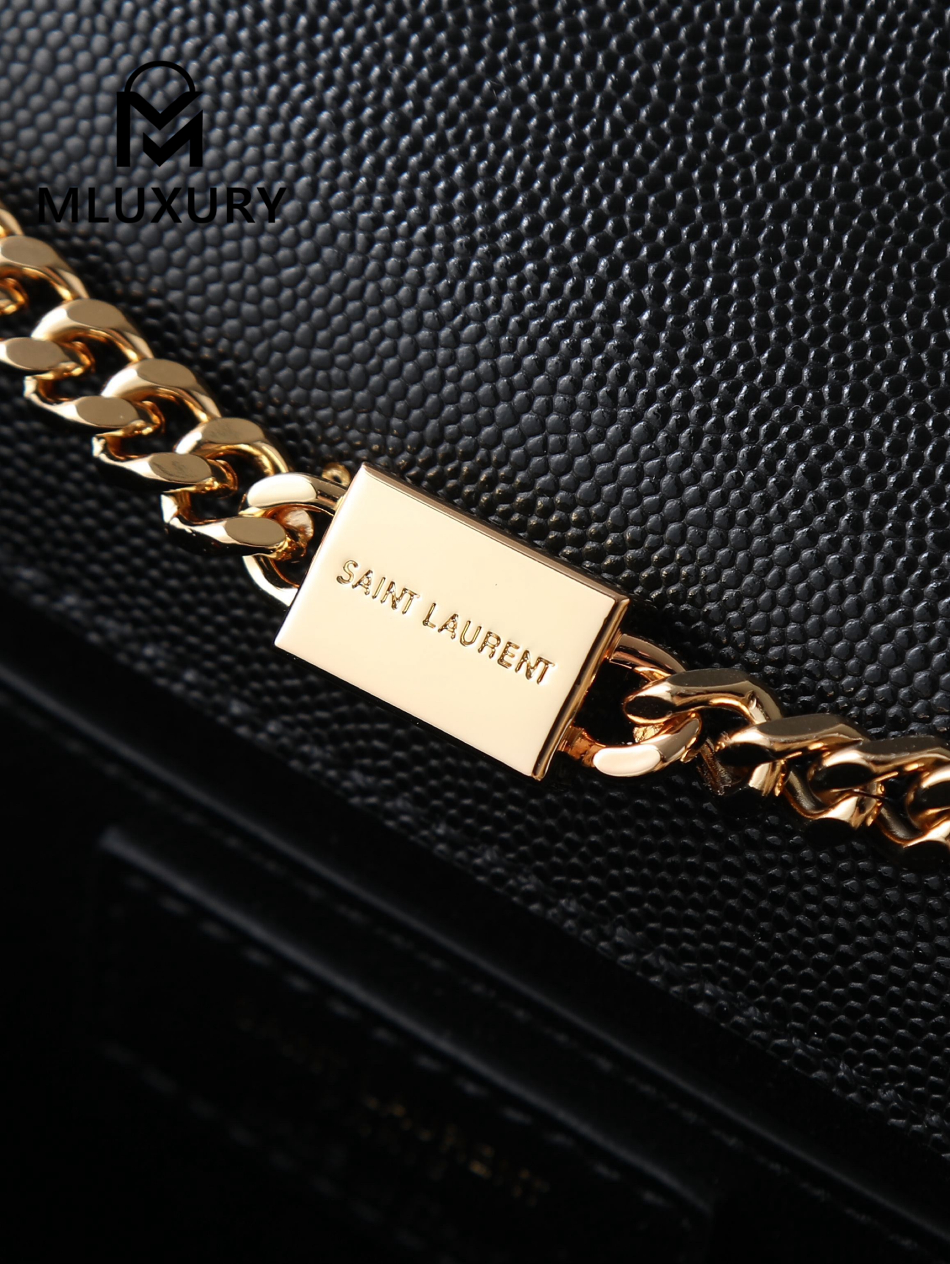 YSL KATE Black Caviar with Gold Buckle