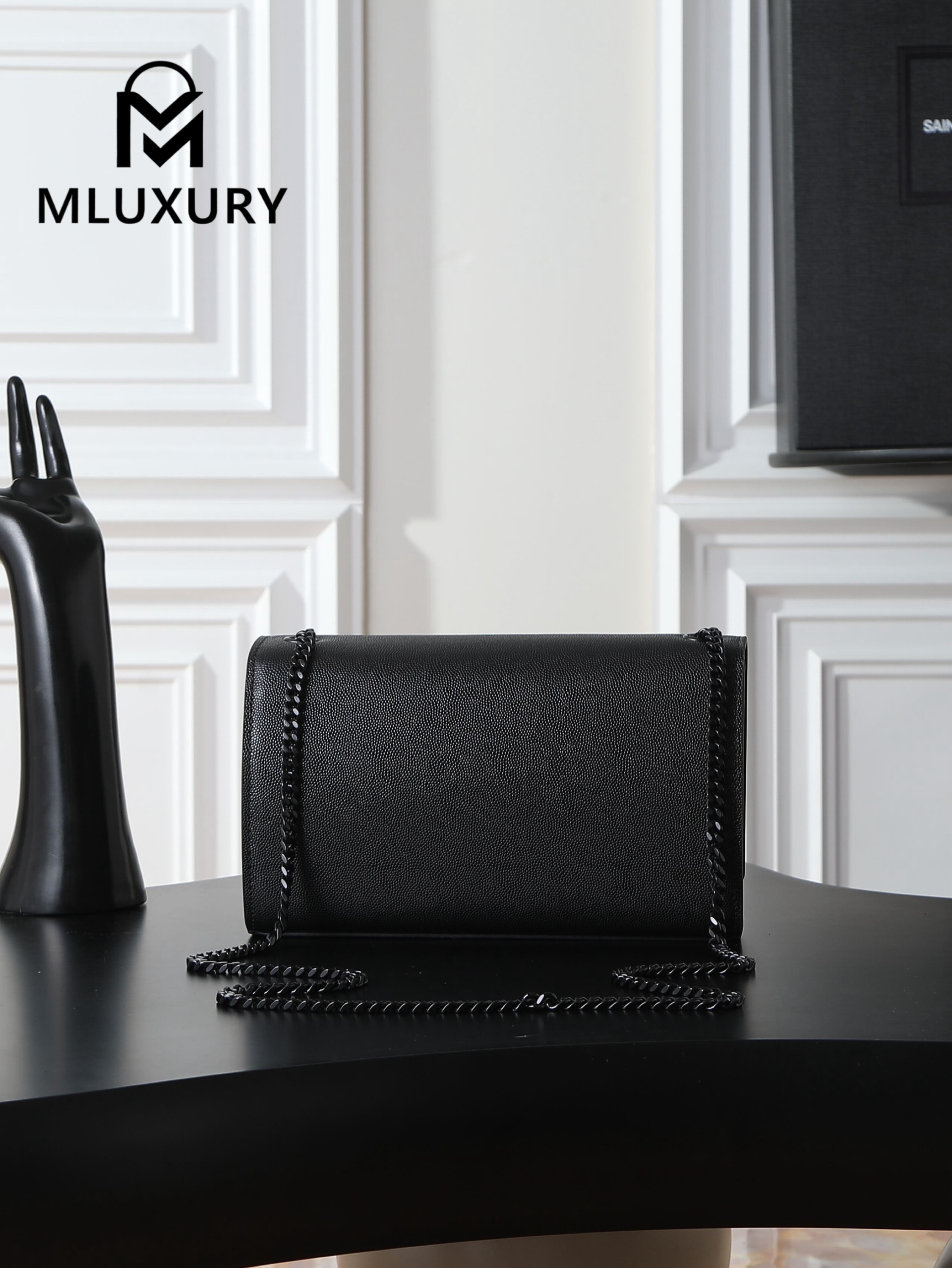 YSL KATE Black Caviar with Black Buckle