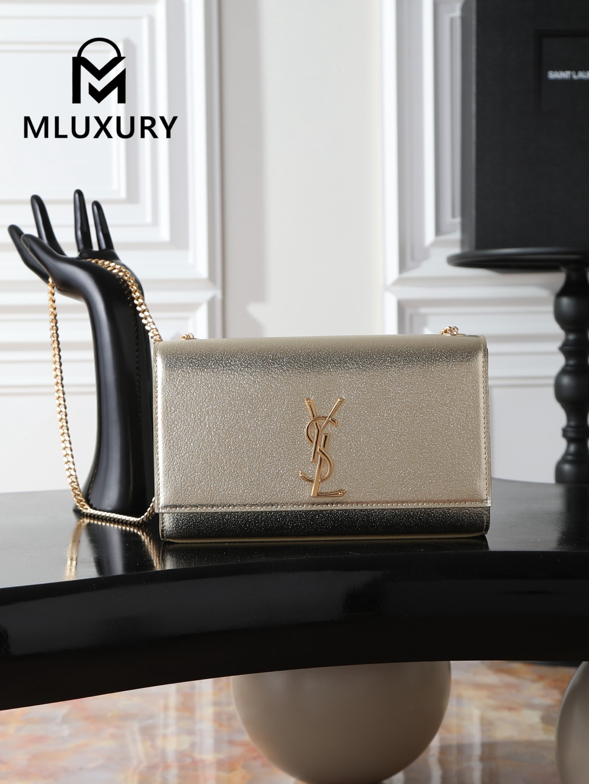 YSL KATE Gold Diamond-Patterned Buckle · 24cm