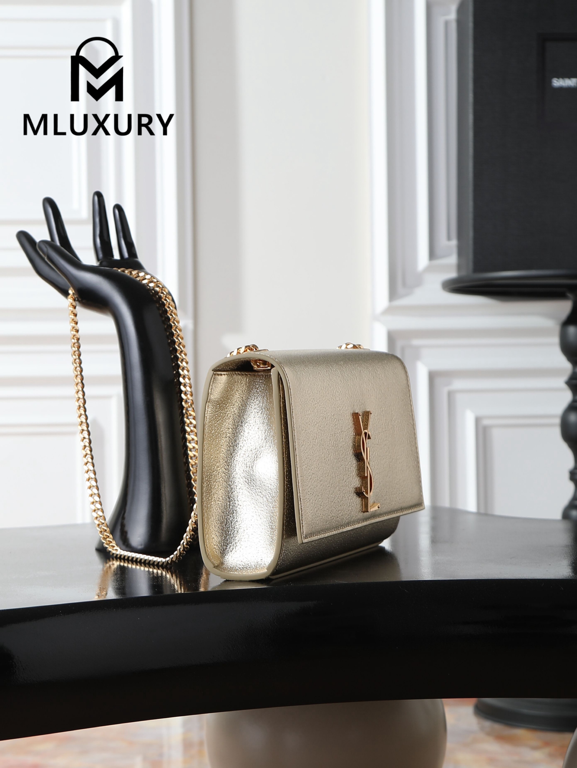 YSL KATE Gold Diamond-Patterned Buckle · 24cm