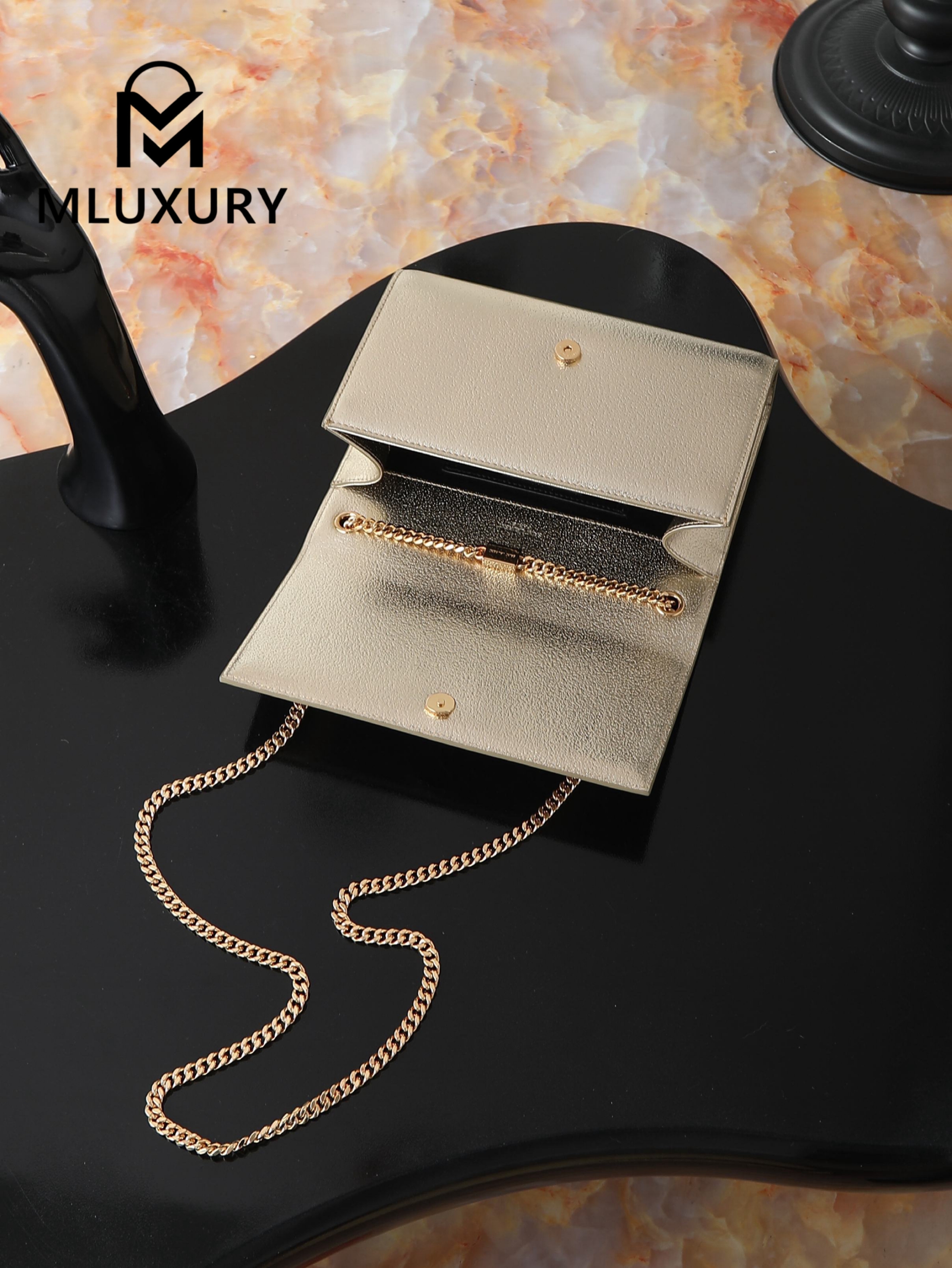 YSL KATE Gold Diamond-Patterned Buckle · 24cm