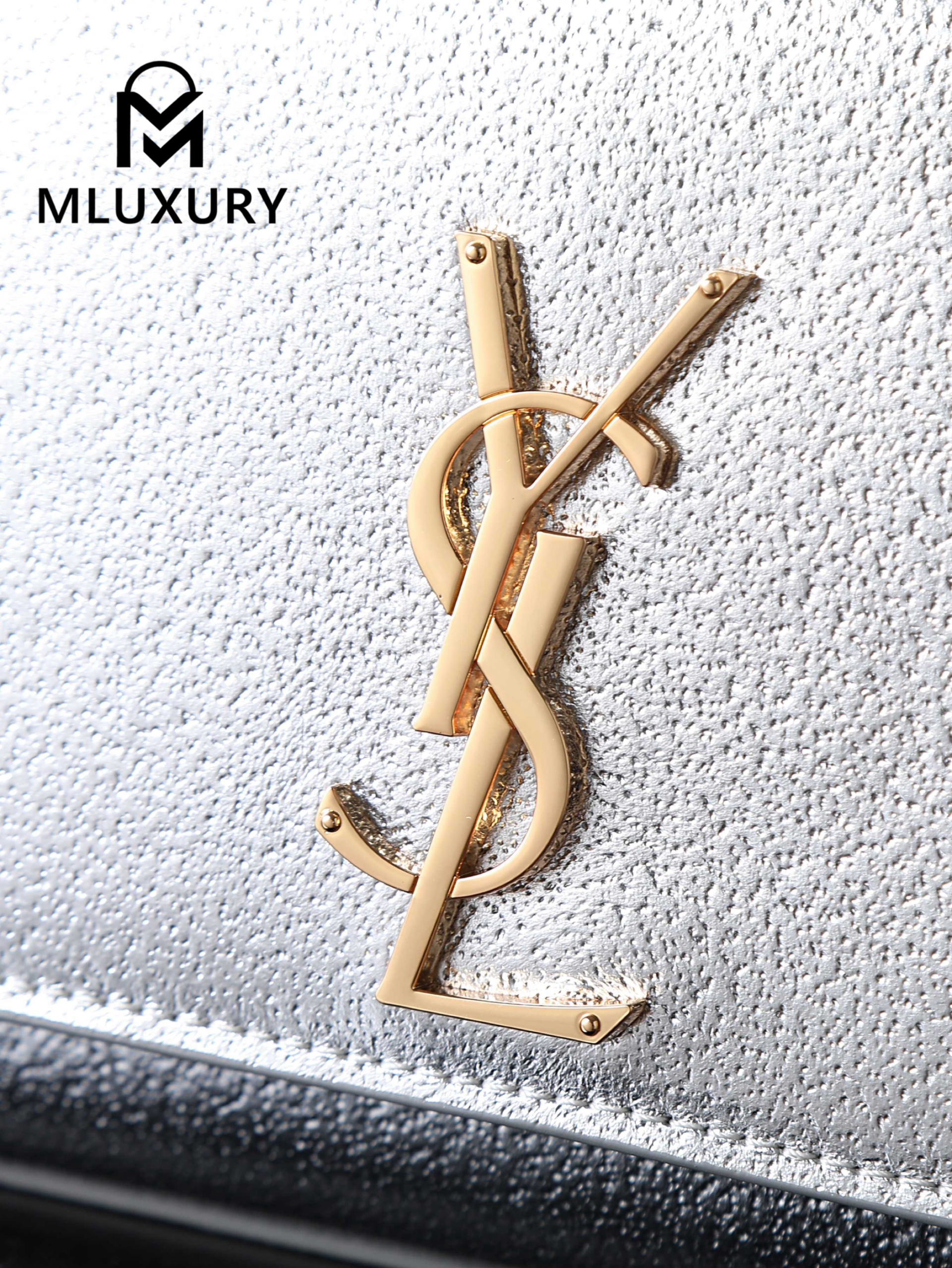 YSL KATE Silver Diamond Pattern Gold Buckle · 24cm