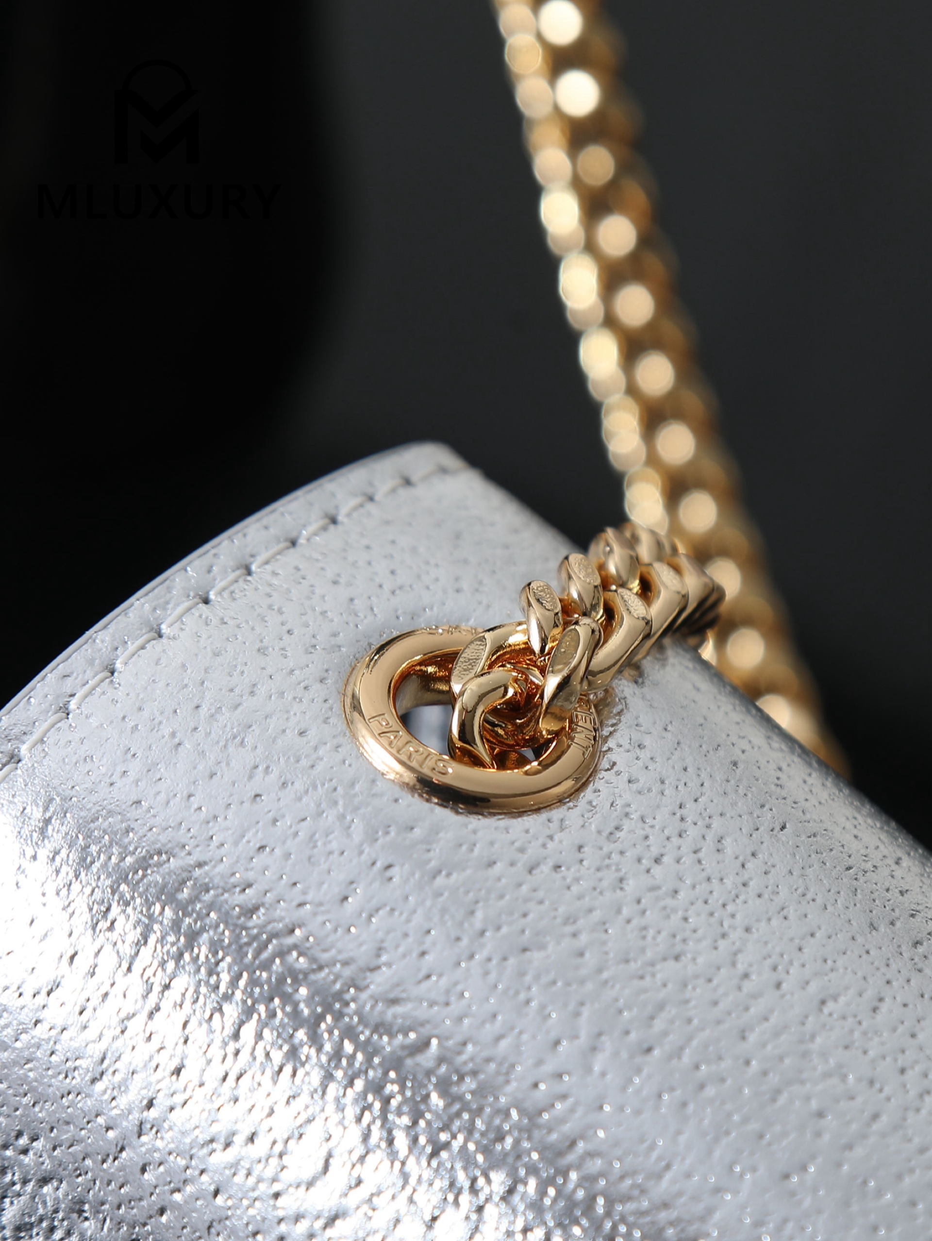 YSL KATE Silver Diamond Pattern Gold Buckle · 24cm