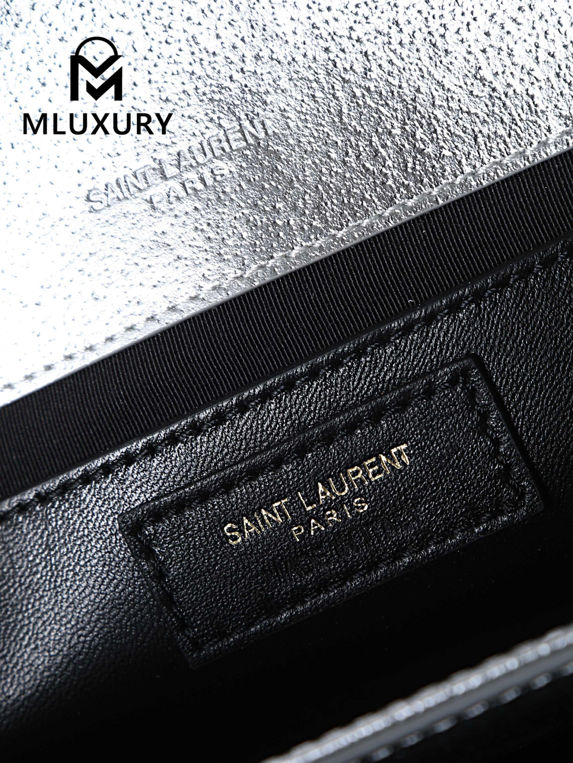 YSL KATE Silver Diamond Pattern Gold Buckle · 24cm