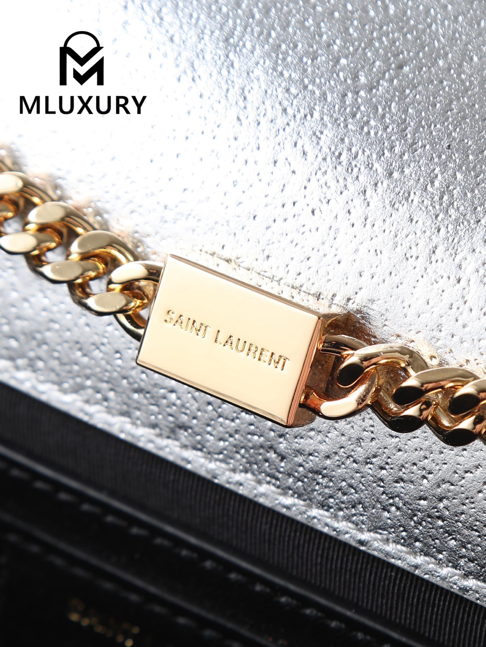 YSL KATE Silver Diamond Pattern Gold Buckle · 24cm