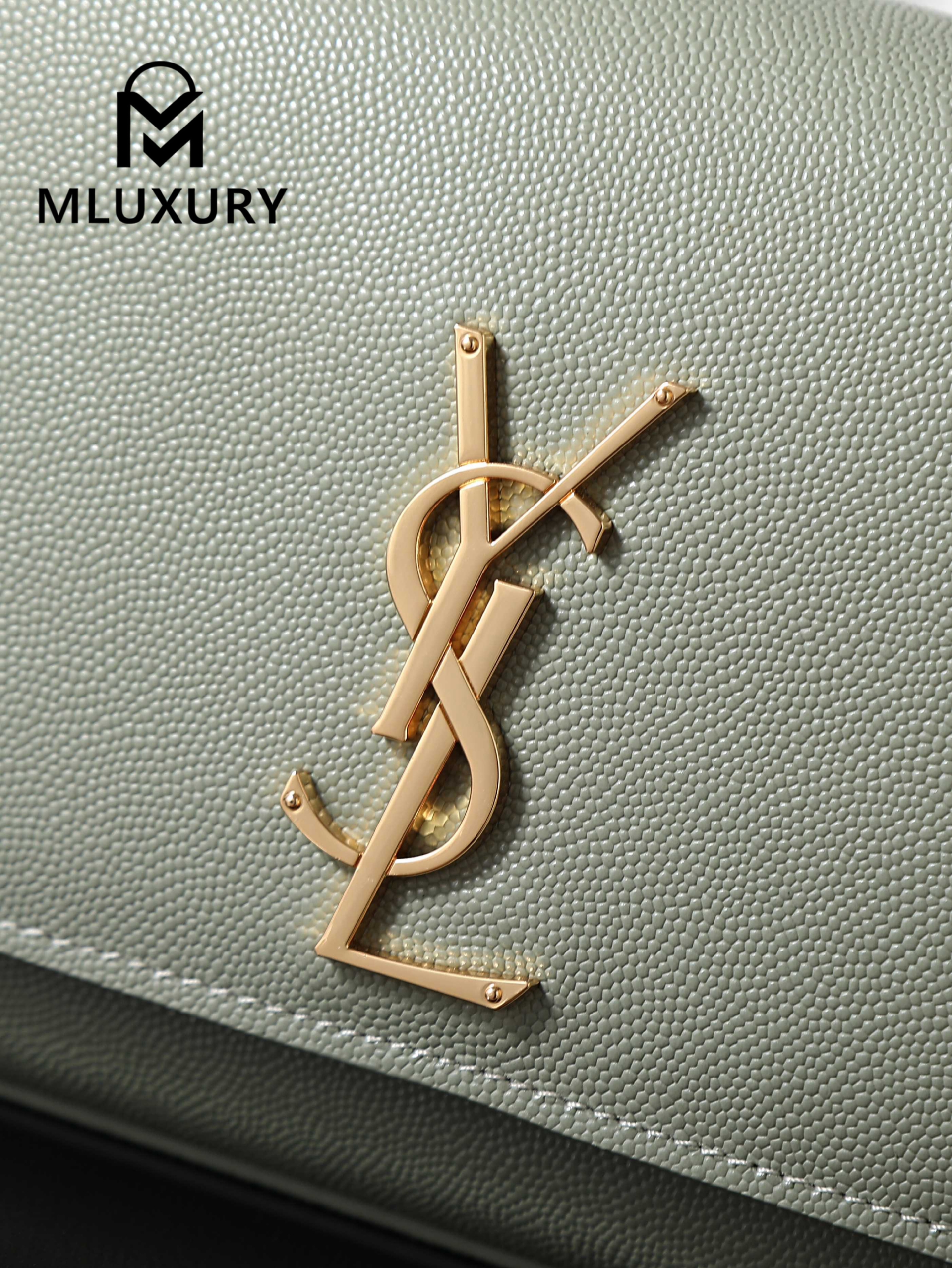 YSL KATE Green Caviar Gold Buckle · 24cm