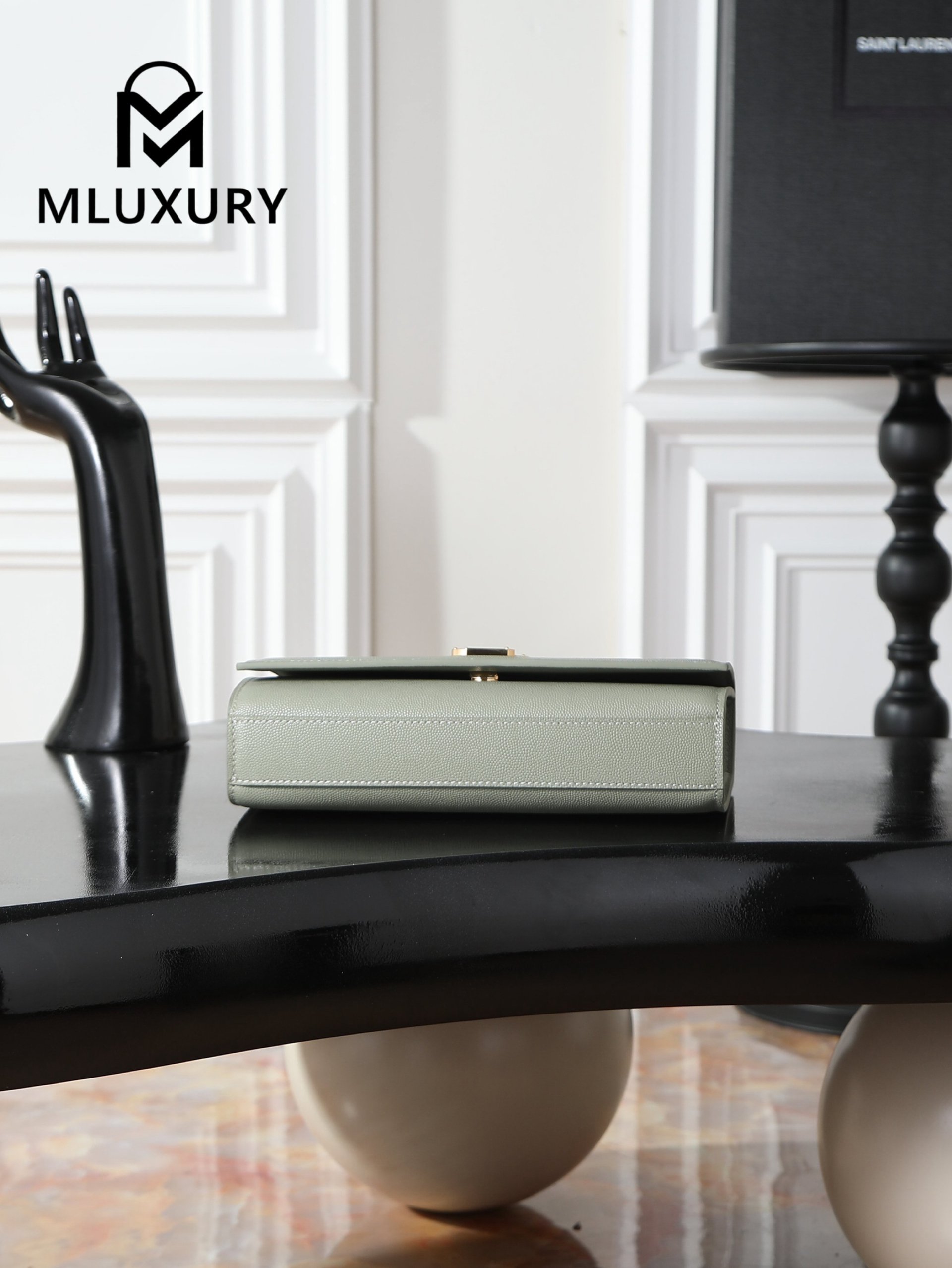 YSL KATE Green Caviar Gold Buckle · 24cm