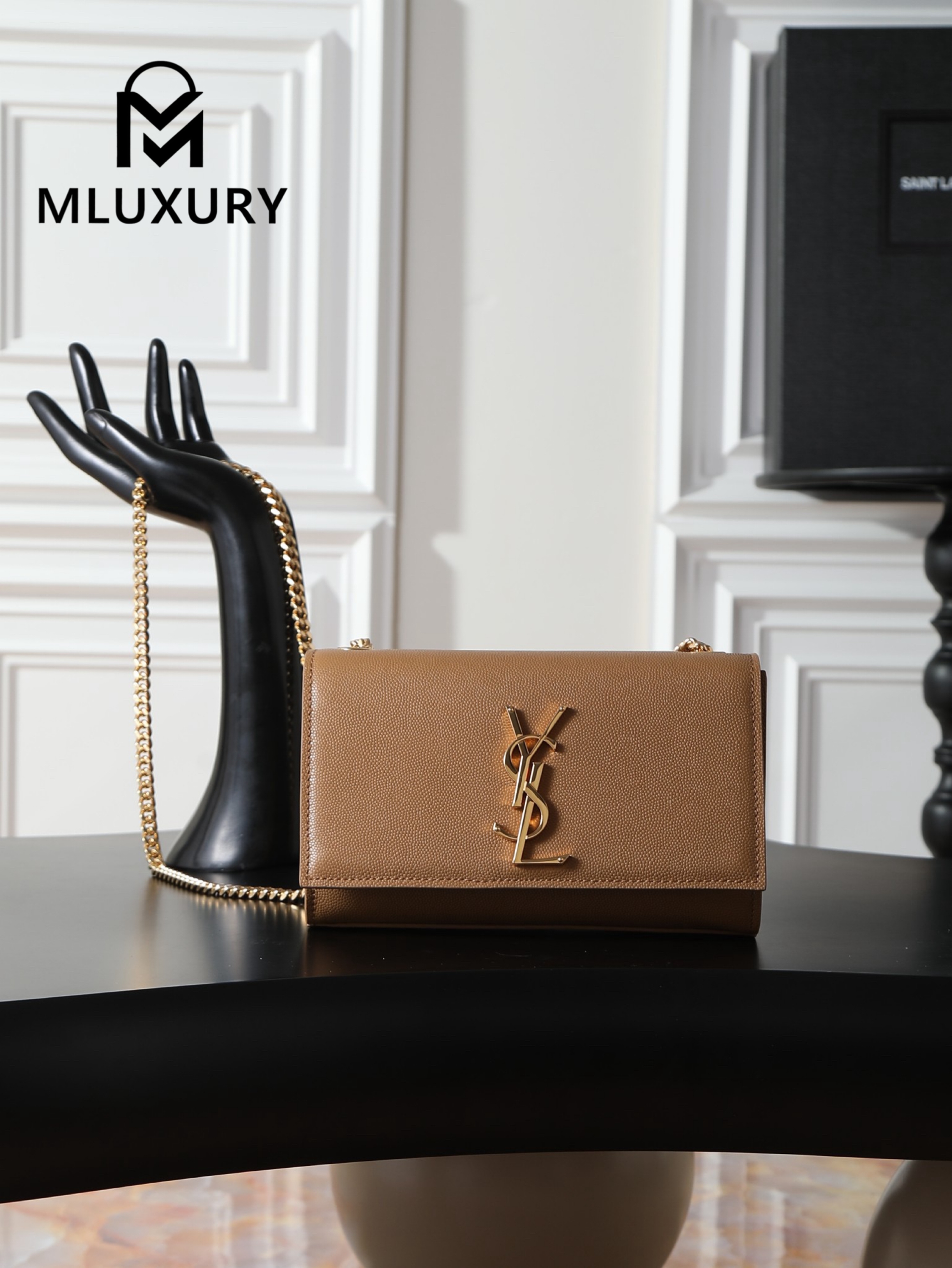 YSL Kate Caviar Gold Buckle·20cm