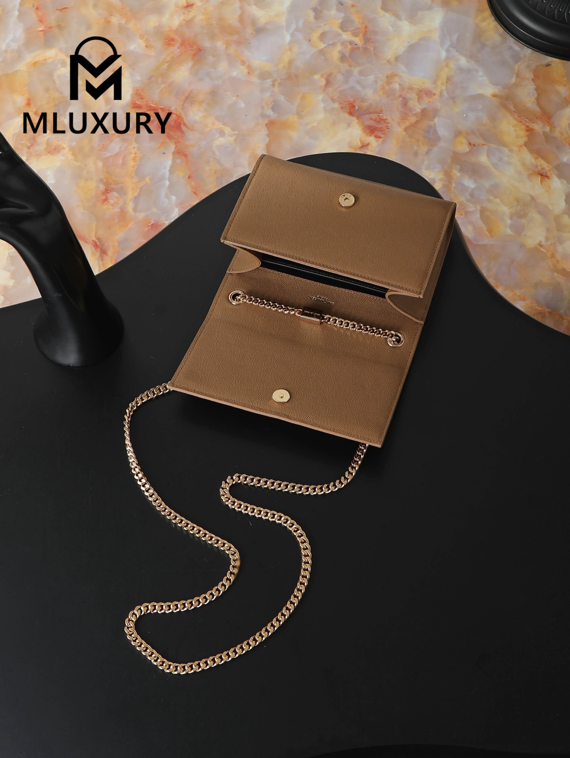 YSL Kate Caviar Gold Buckle·20cm