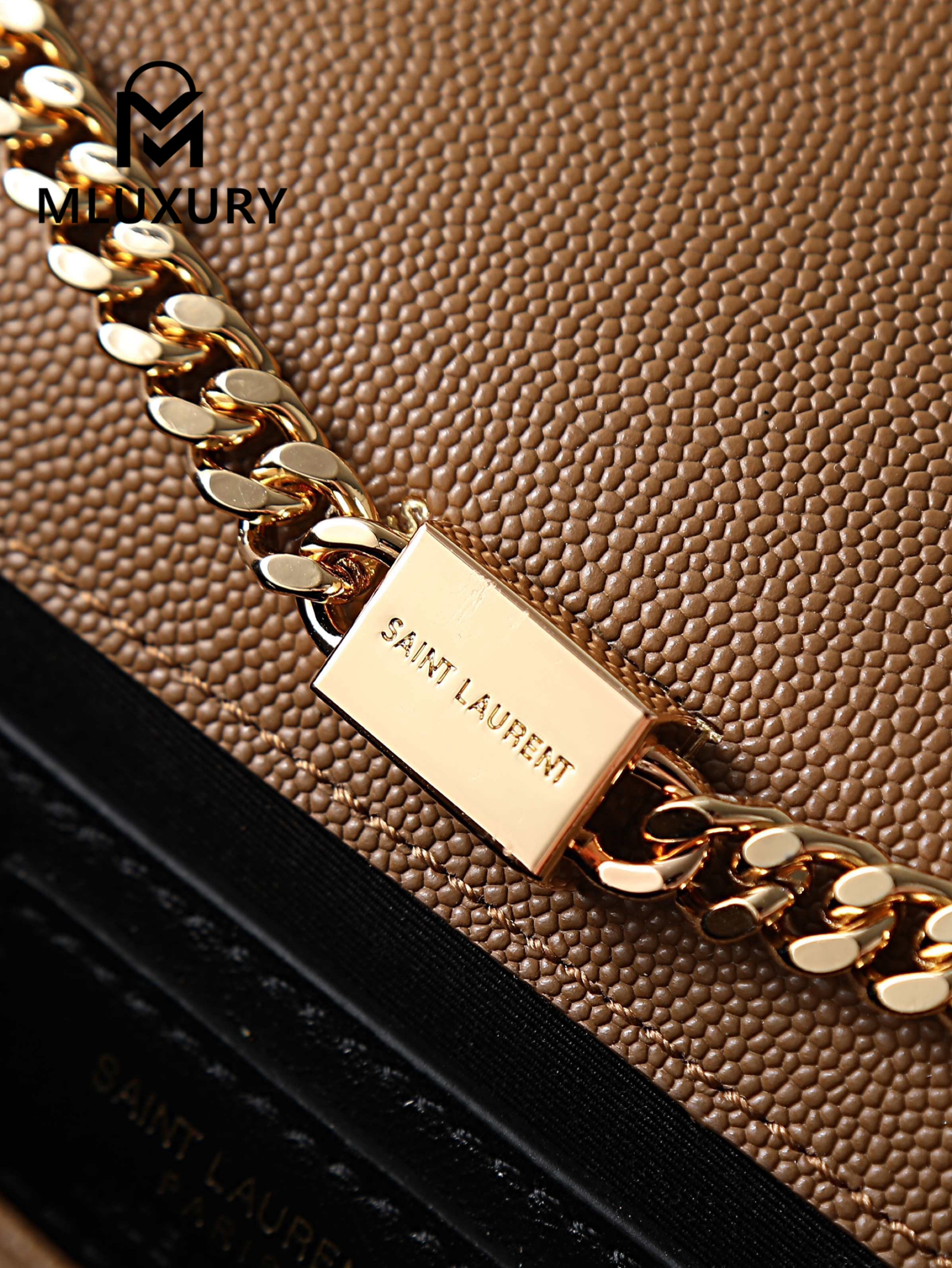 YSL Kate Caviar Gold Buckle·20cm