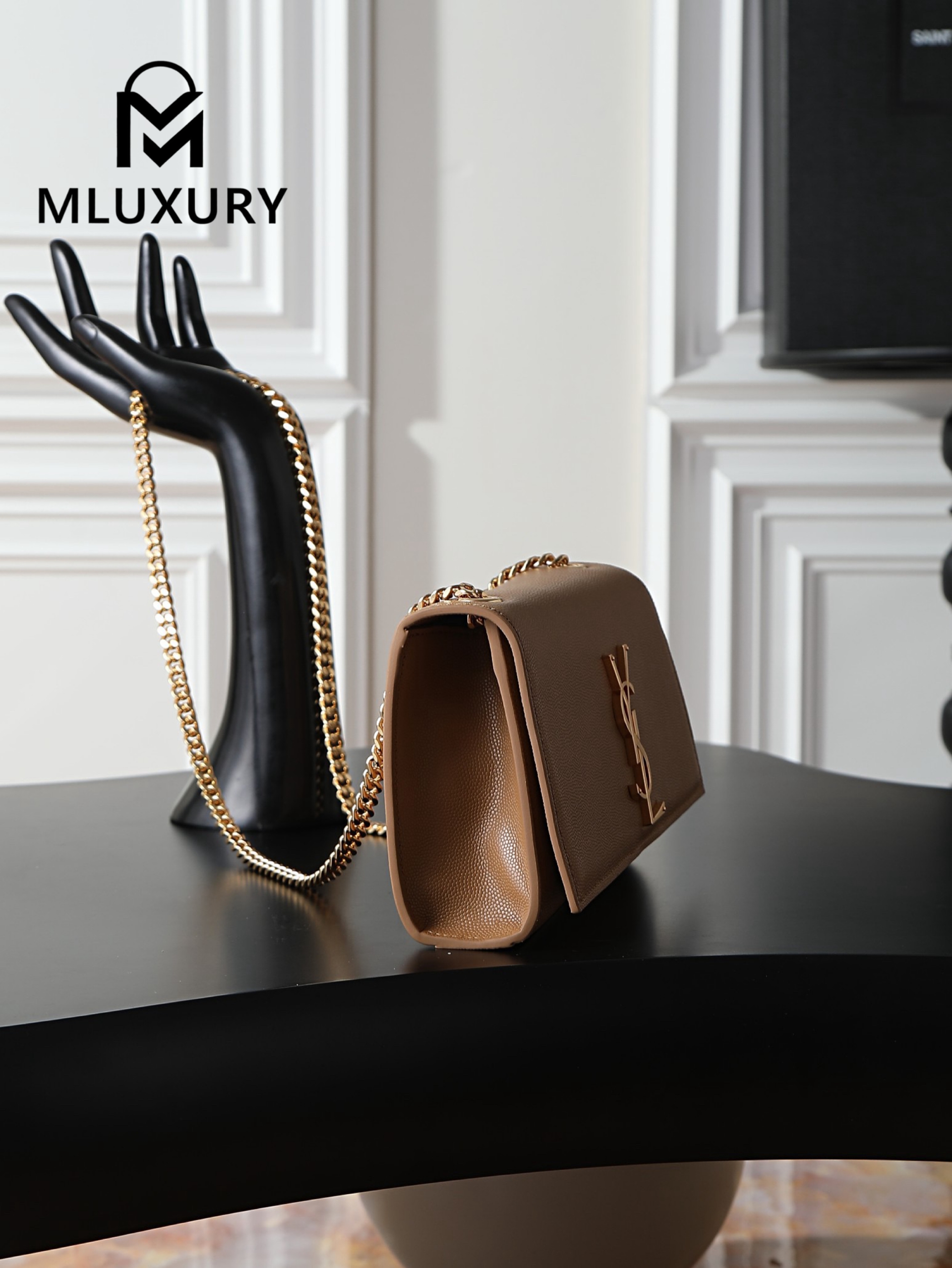 YSL Kate Caviar Gold Buckle·20cm
