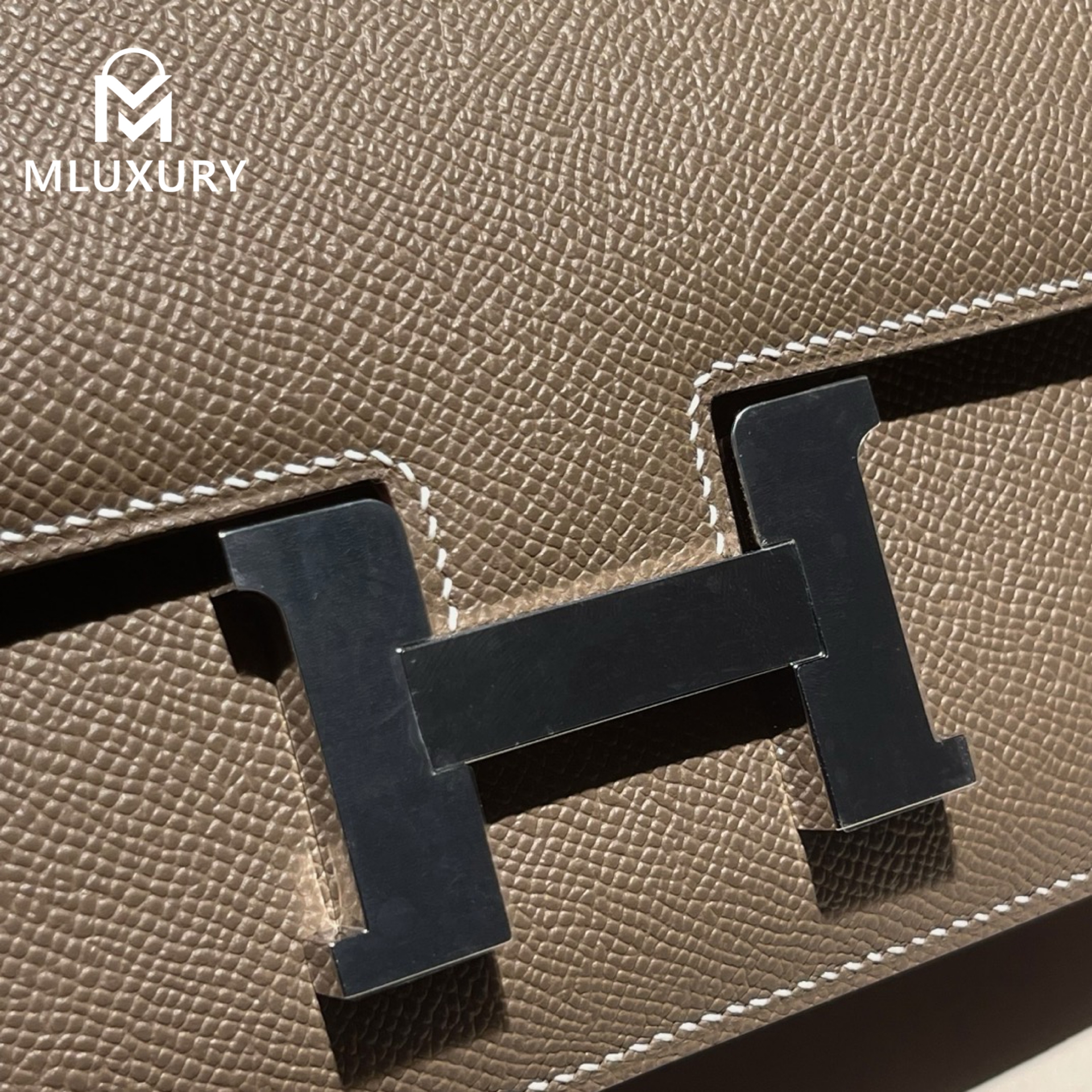 Hermès Constance 19 Flight Attendant New Style, with Mirror, Epsom Leather, Elephant Grey, Silver Hardware