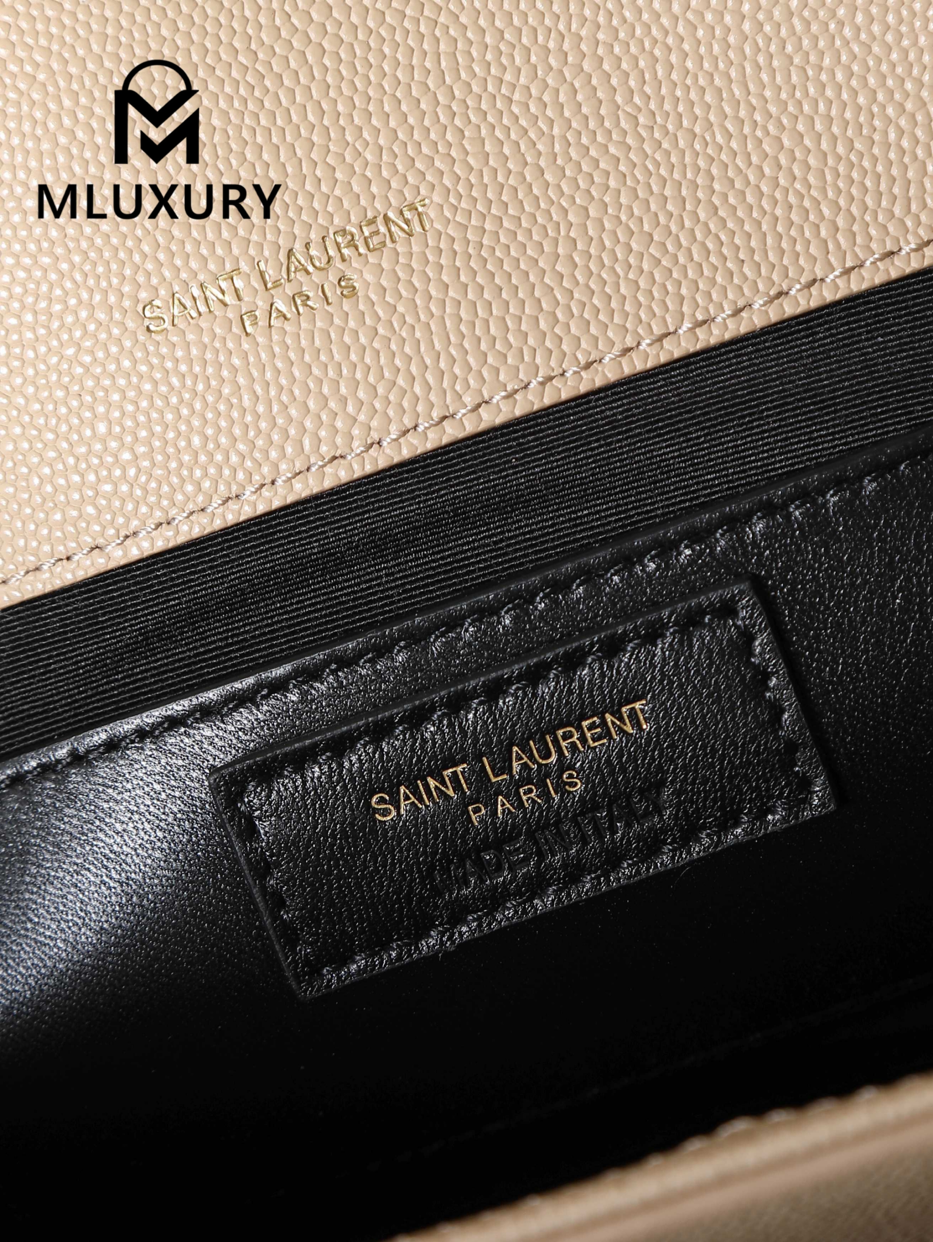YSL KATE Apricot Caviar Gold Buckle · 24cm