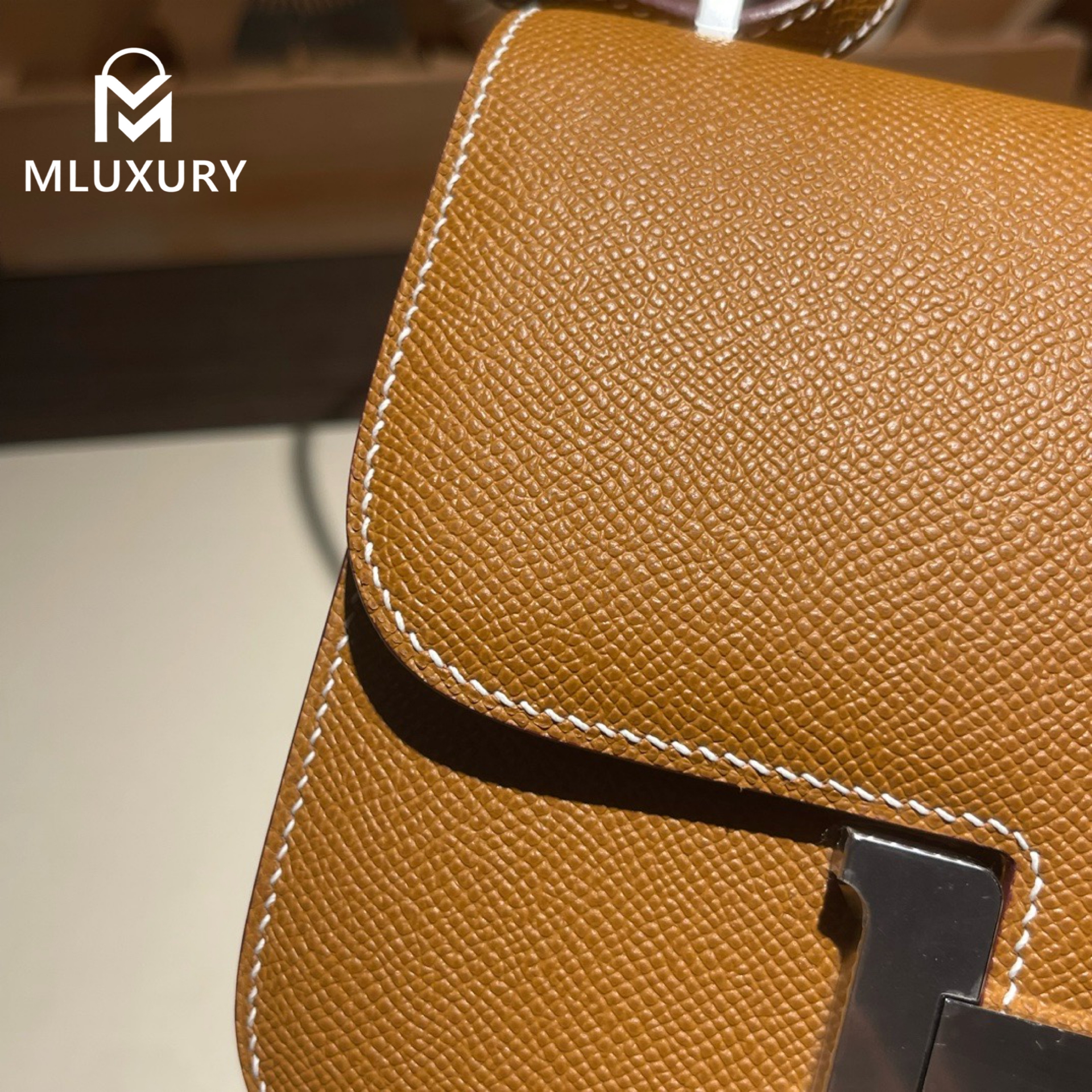 Hermès Constance 19 Flight Attendant New Style, with Mirror, Epsom Leather, Golden Brown, Silver Hardware