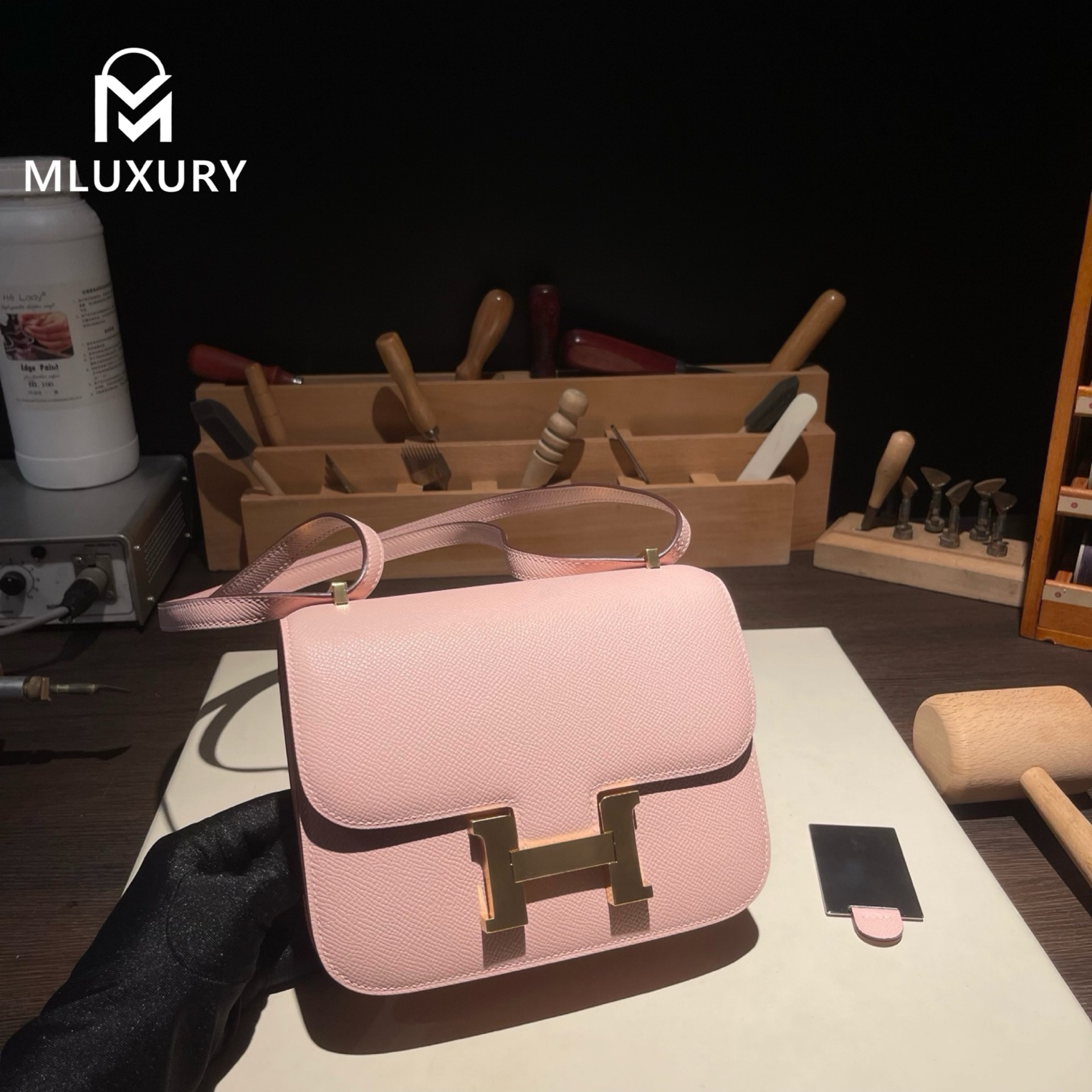 Hermès Constance 19 Flight Attendant New Style, with Mirror, Epsom Leather, 3Q Cherry Blossom Pink, Gold Hardware