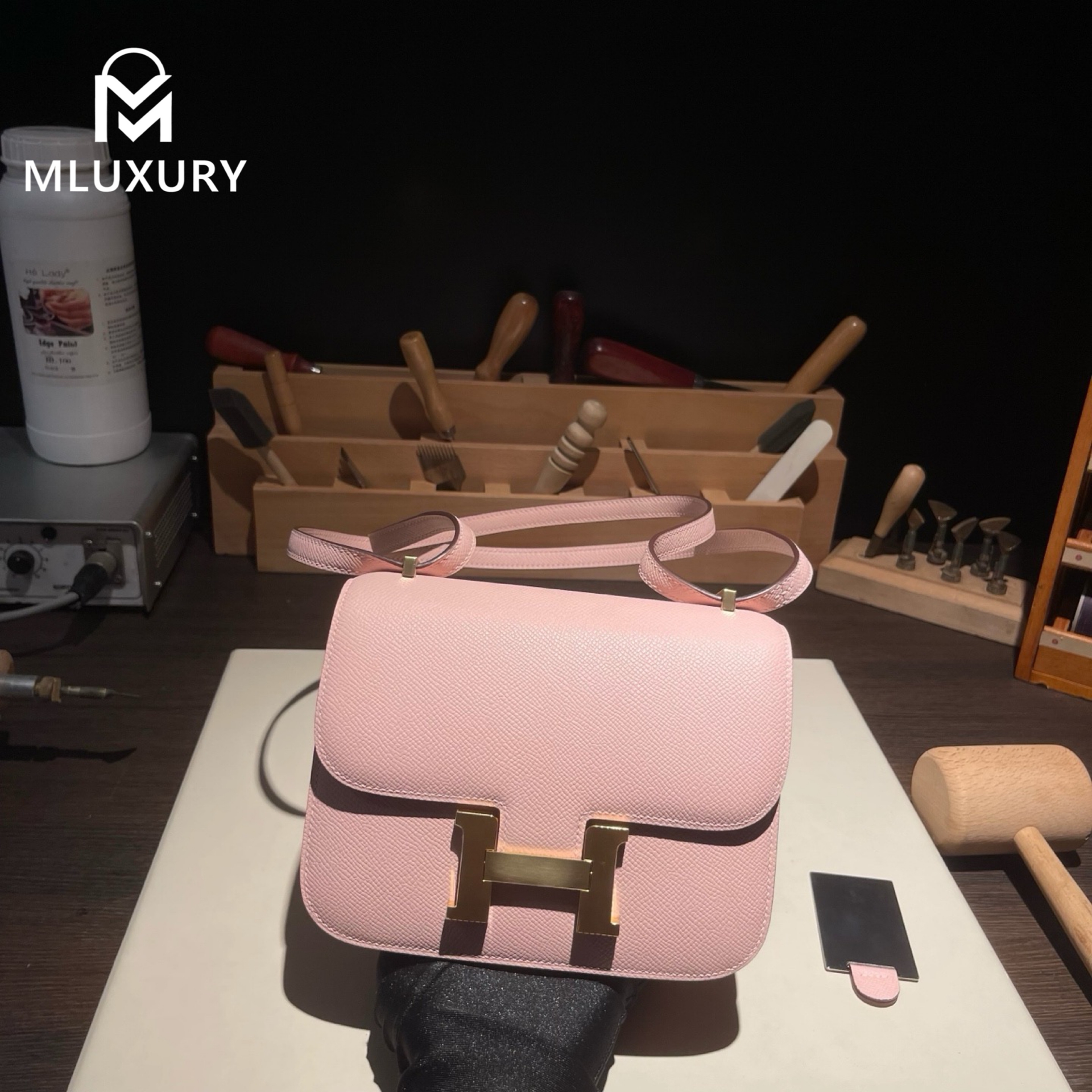 Hermès Constance 19 Flight Attendant New Style, with Mirror, Epsom Leather, 3Q Cherry Blossom Pink, Gold Hardware