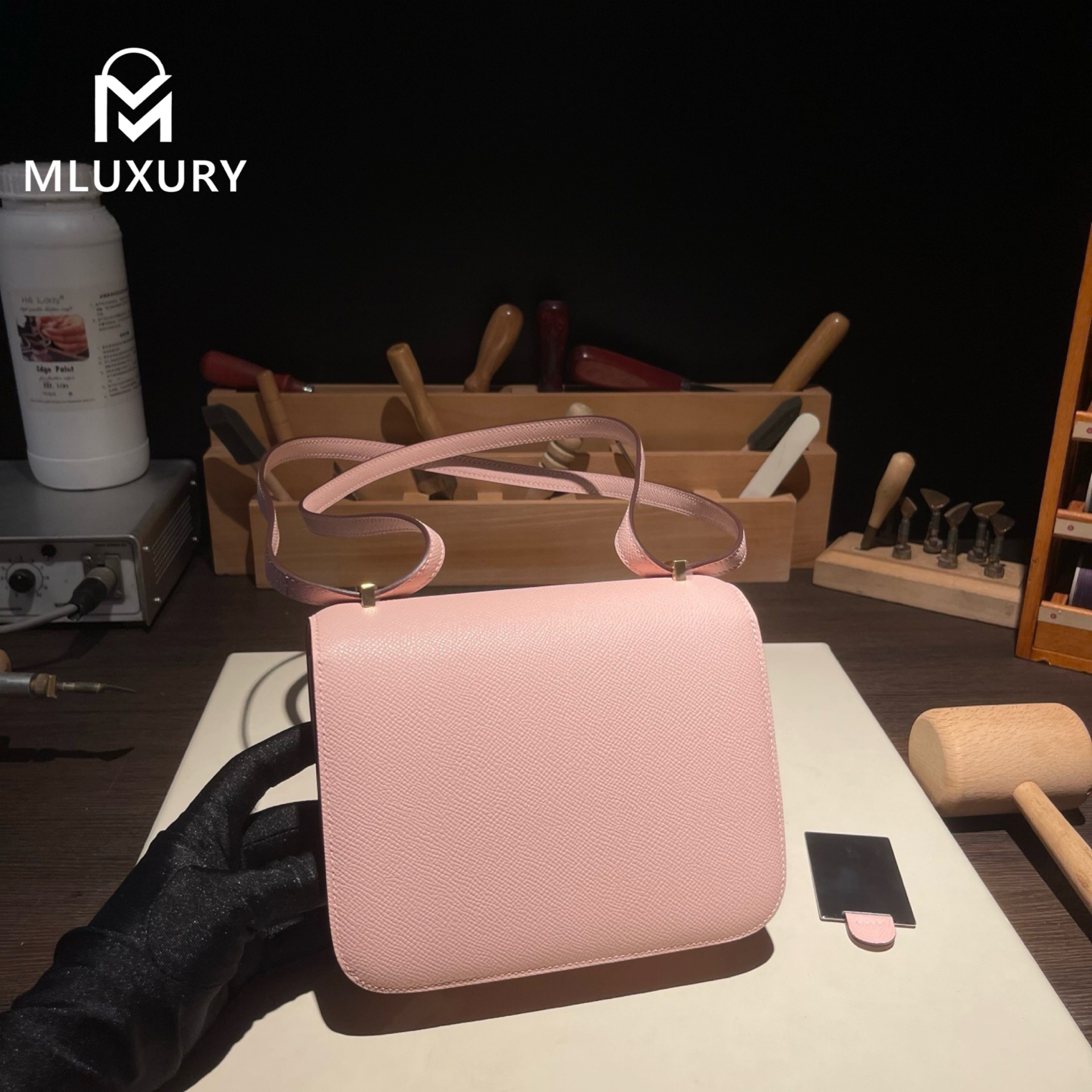 Hermès Constance 19 Flight Attendant New Style, with Mirror, Epsom Leather, 3Q Cherry Blossom Pink, Gold Hardware