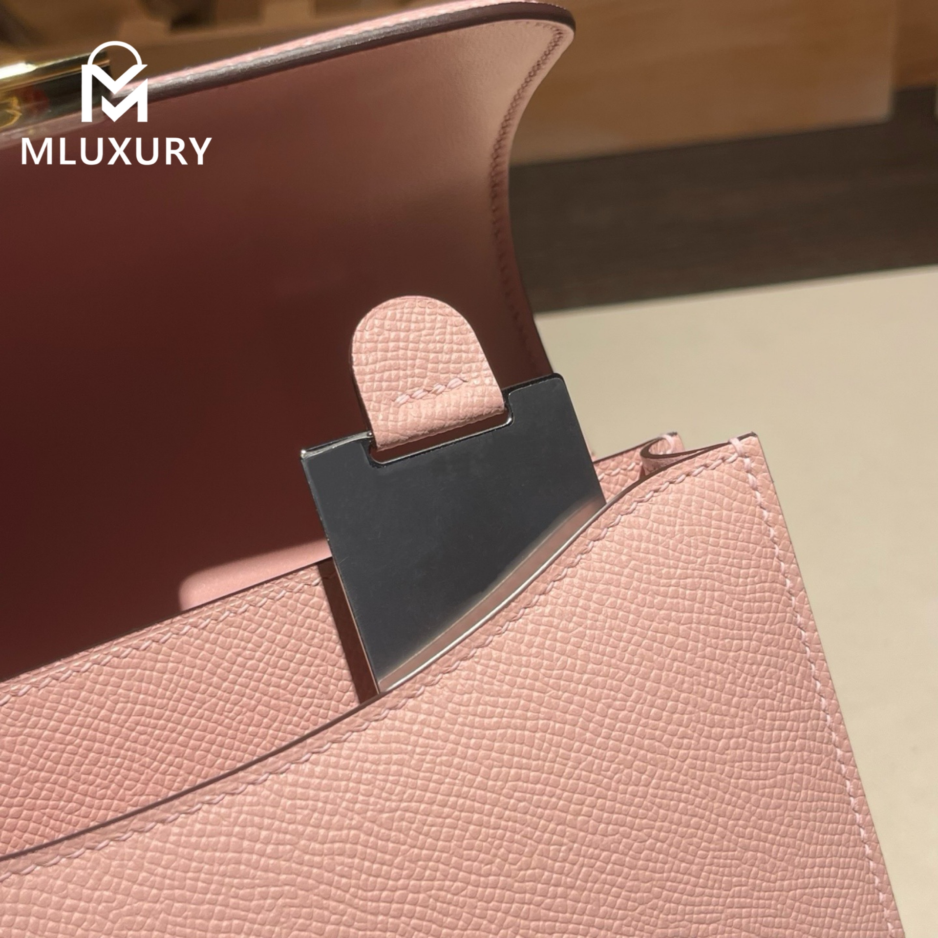 Hermès Constance 19 Flight Attendant New Style, with Mirror, Epsom Leather, 3Q Cherry Blossom Pink, Gold Hardware