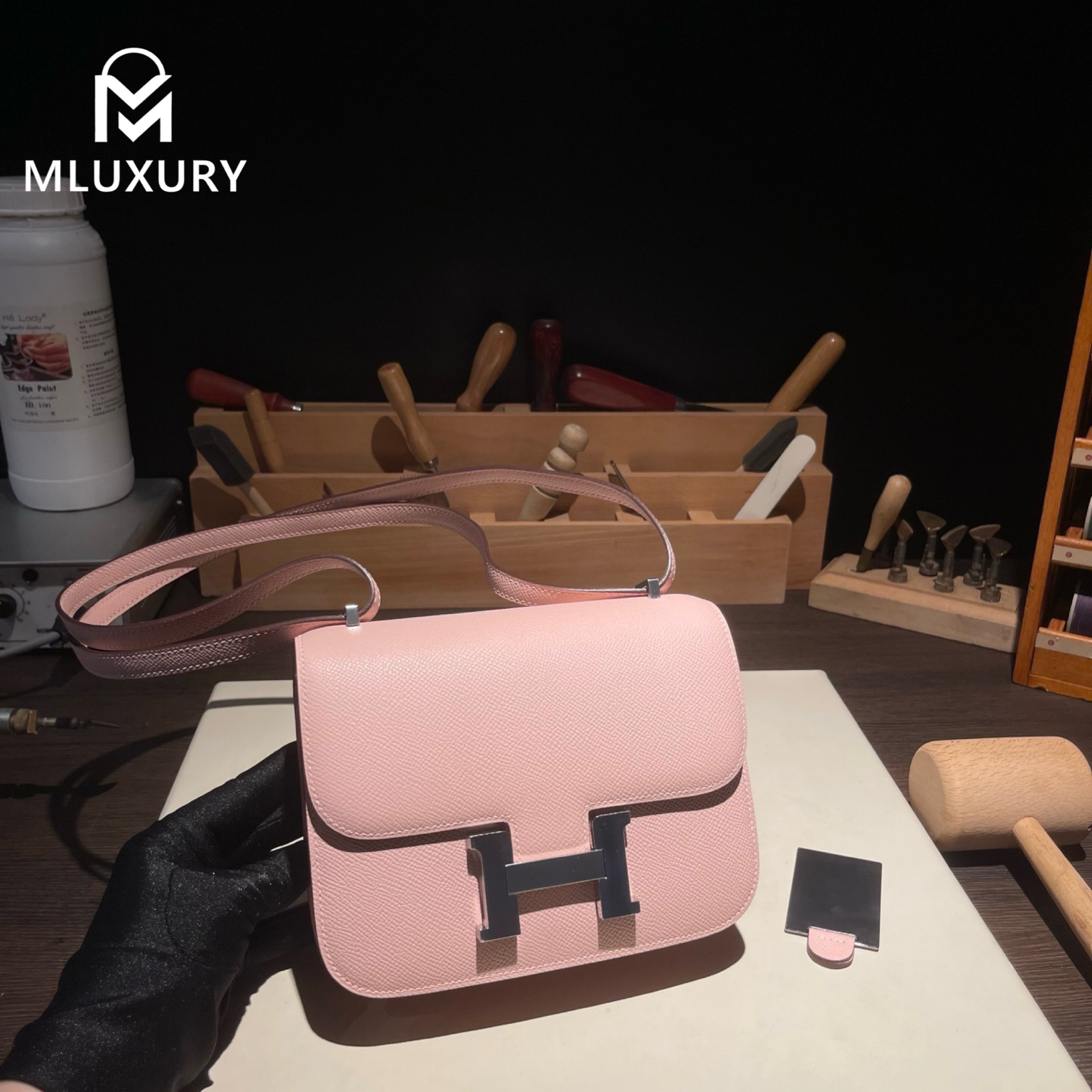 Hermès Constance 19 Flight Attendant New Style, Epsom Leather, 3Q Cherry Blossom Pink, Silver Hardware