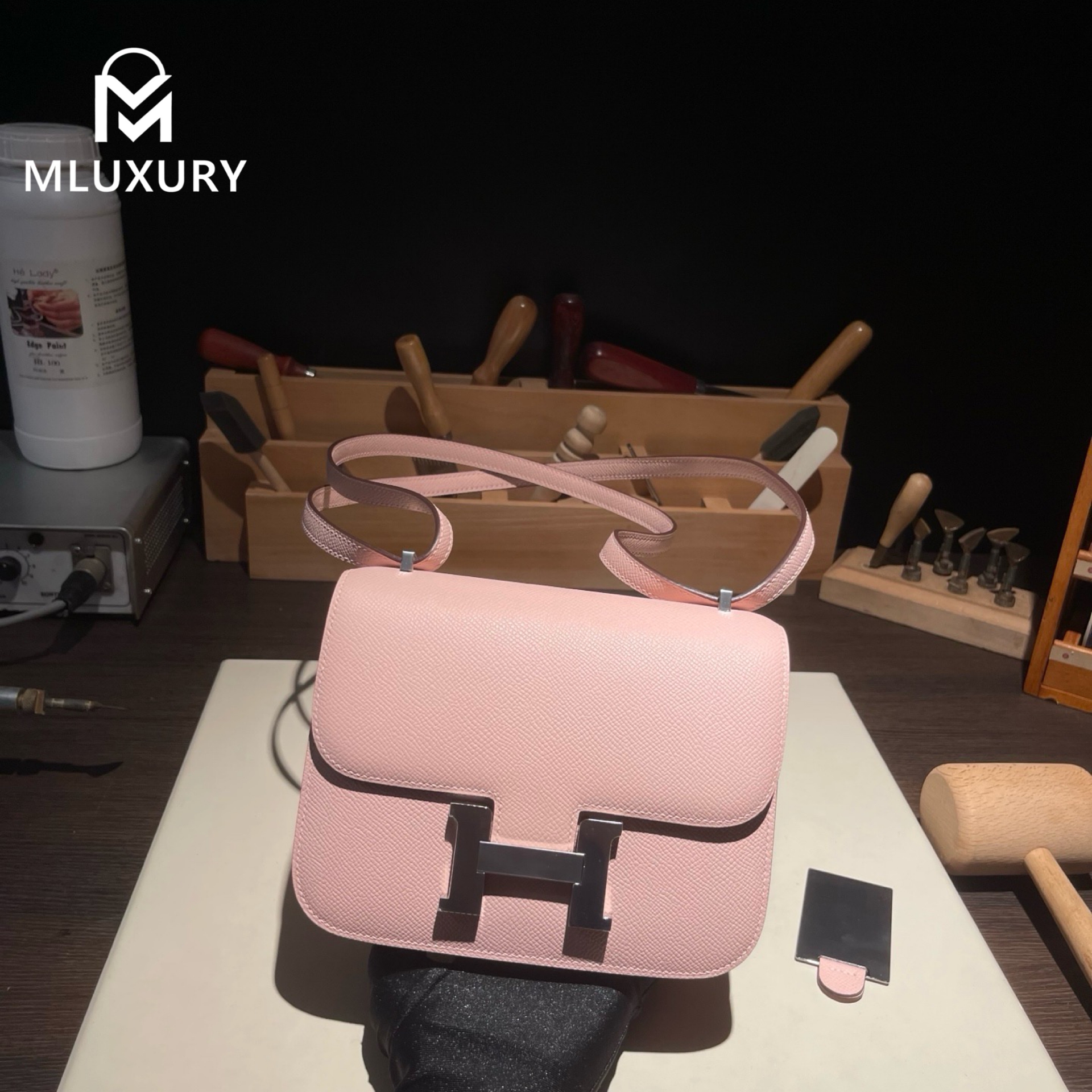 Hermès Constance 19 Flight Attendant New Style, Epsom Leather, 3Q Cherry Blossom Pink, Silver Hardware