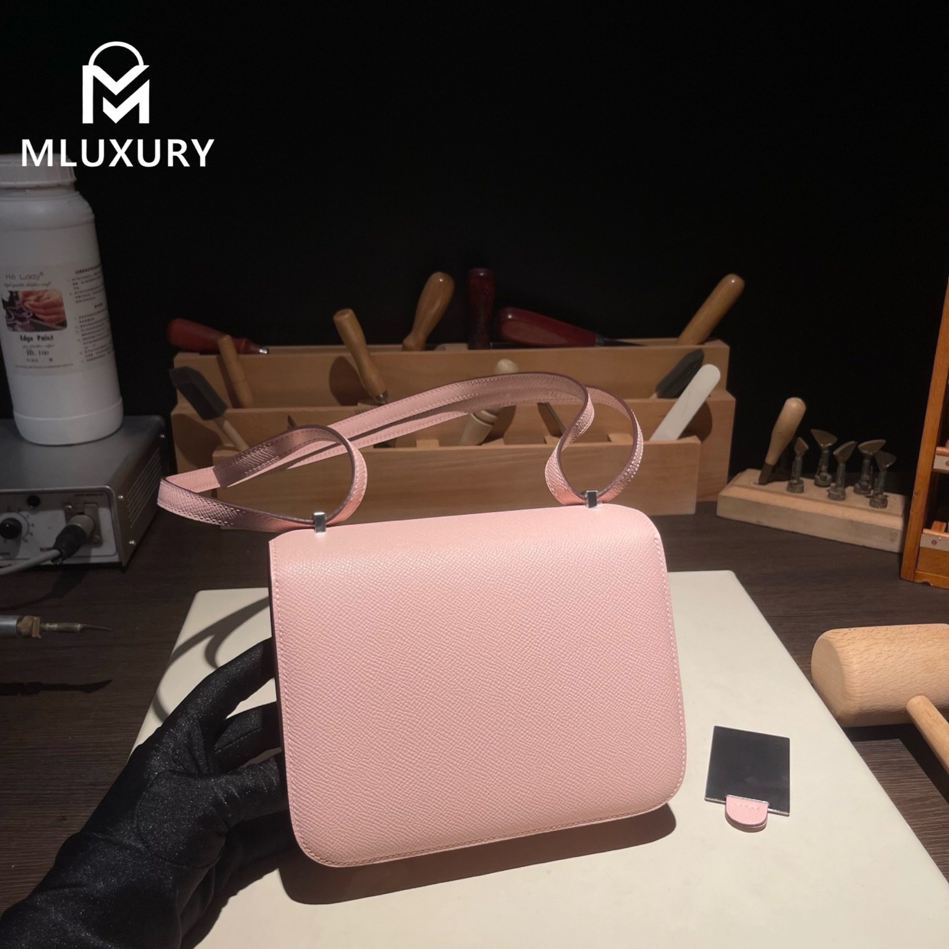 Hermès Constance 19 Flight Attendant New Style, Epsom Leather, 3Q Cherry Blossom Pink, Silver Hardware