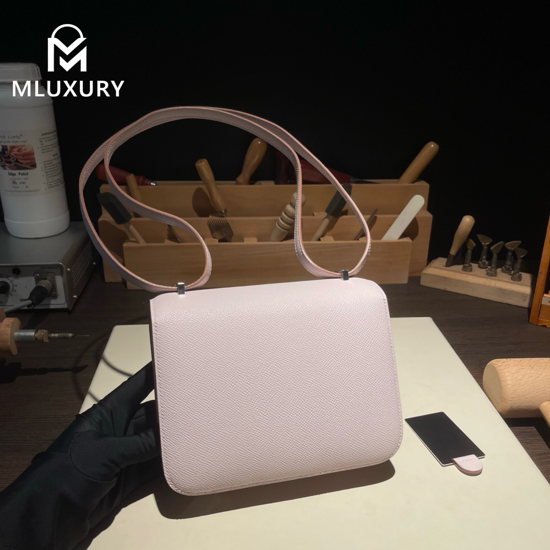 Hermès Constance 19 Flight Attendant New Style, with Mirror, Epsom Leather, Dreamy Pinkish Purple, Silver Hardware